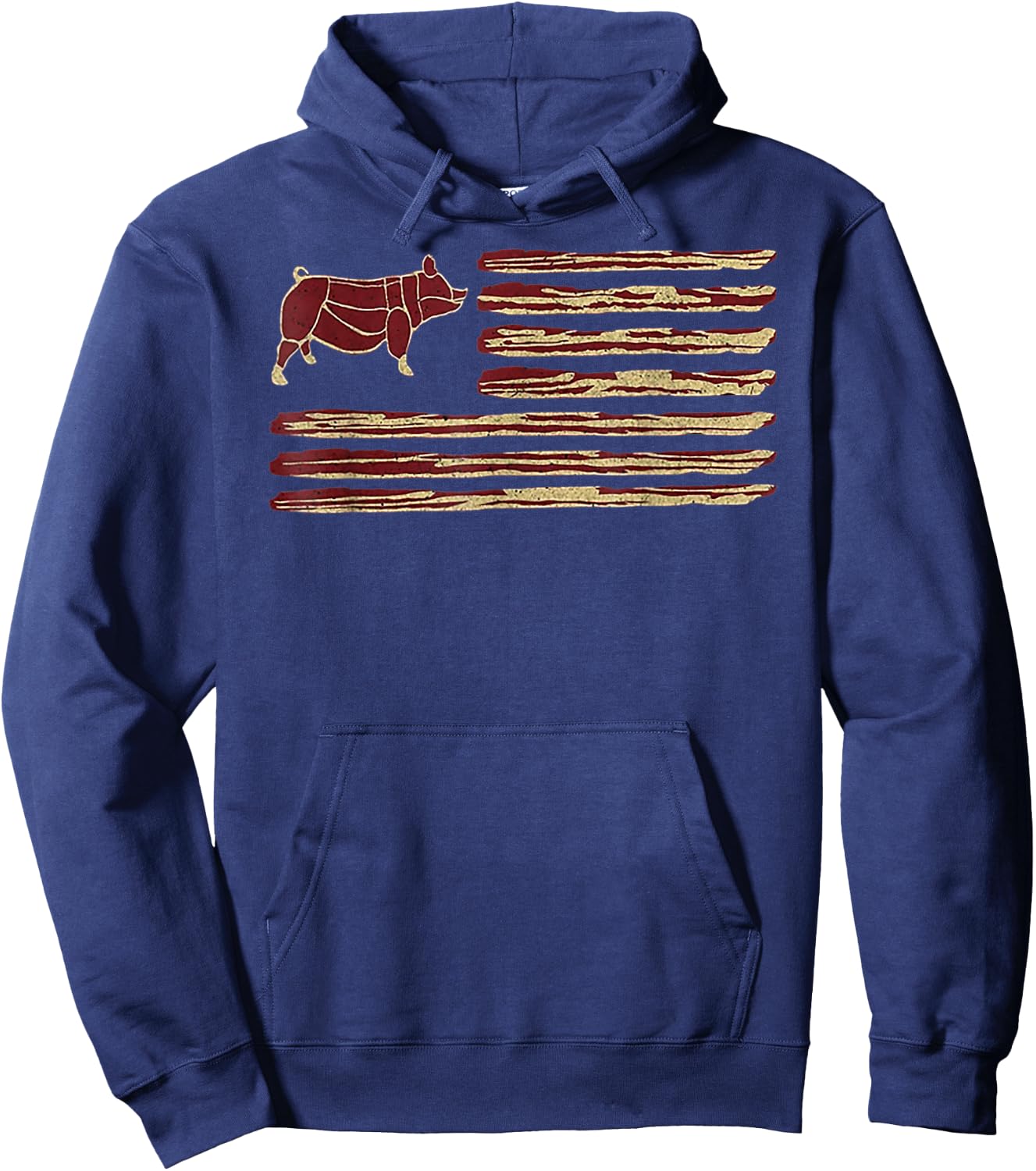 Bacon Flag Pig Vintage Hoodie - Hoodie | Navy