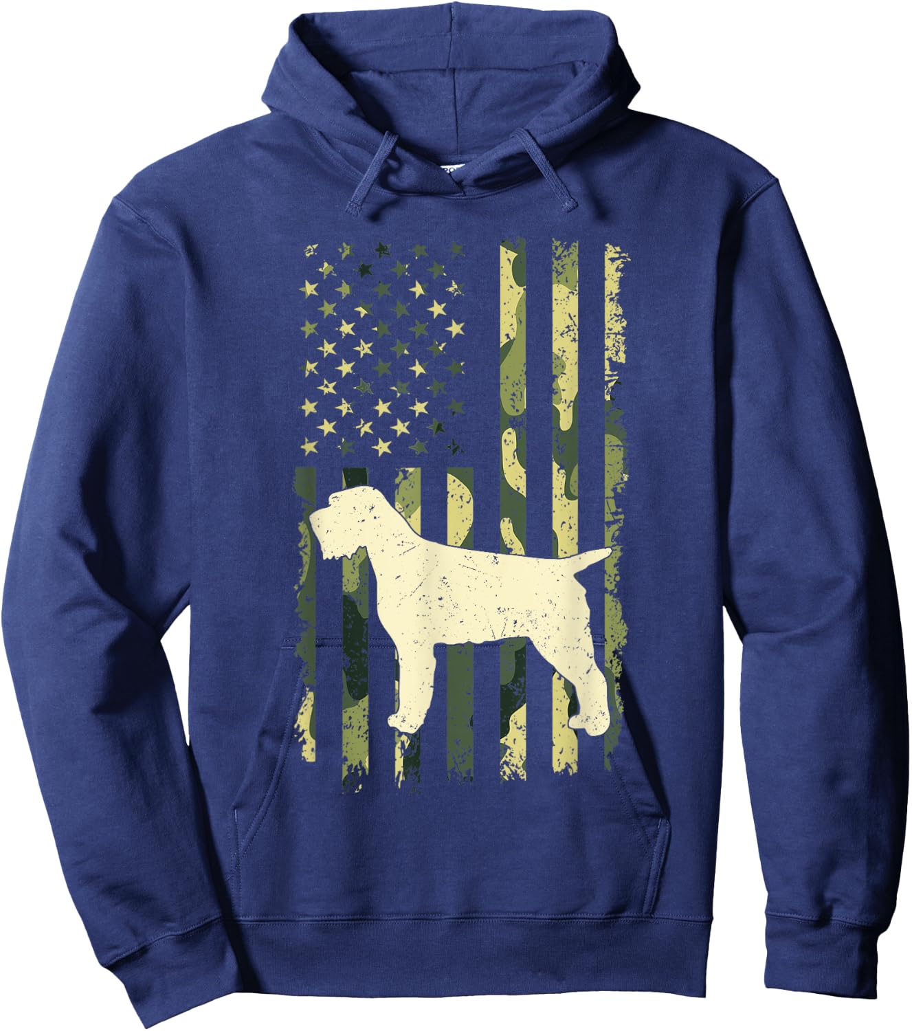 Wirehaired Pointing Griffon Shirts Camouflage American Flag Kids Men Hoodie - Hoodie | Navy