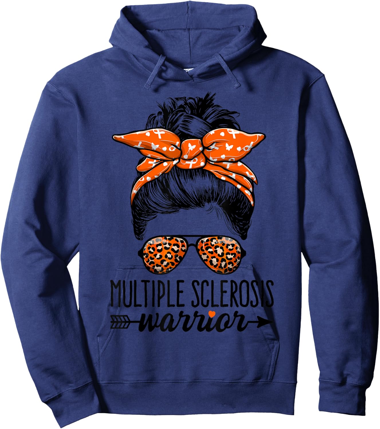 MS Warrior Messy Bun - Multiple Sclerosis Awareness Hoodie - Hoodie | Navy