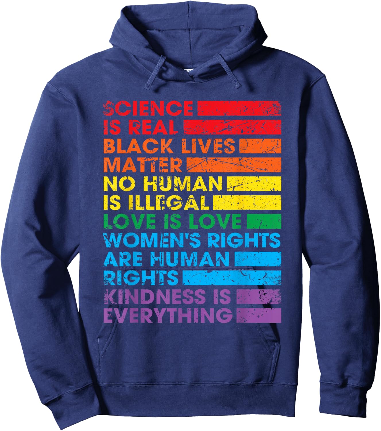 Gay Pride Science is Real Black Lives Matter Love is Love Hoodie - Hoodie | Navy