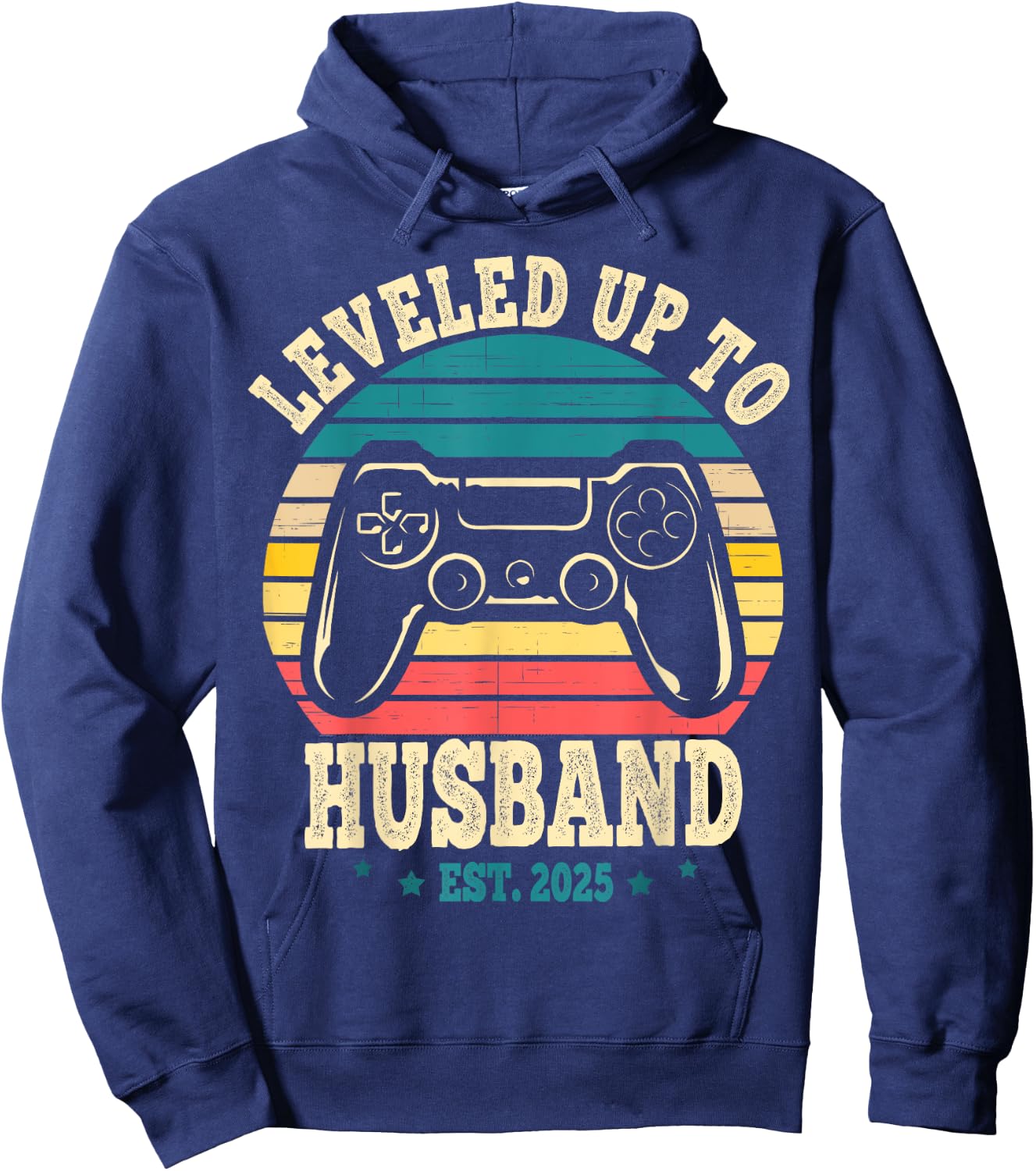 Leveled Up To Husband est 2025 Newly Married Bachelor Party Hoodie - Hoodie | Navy
