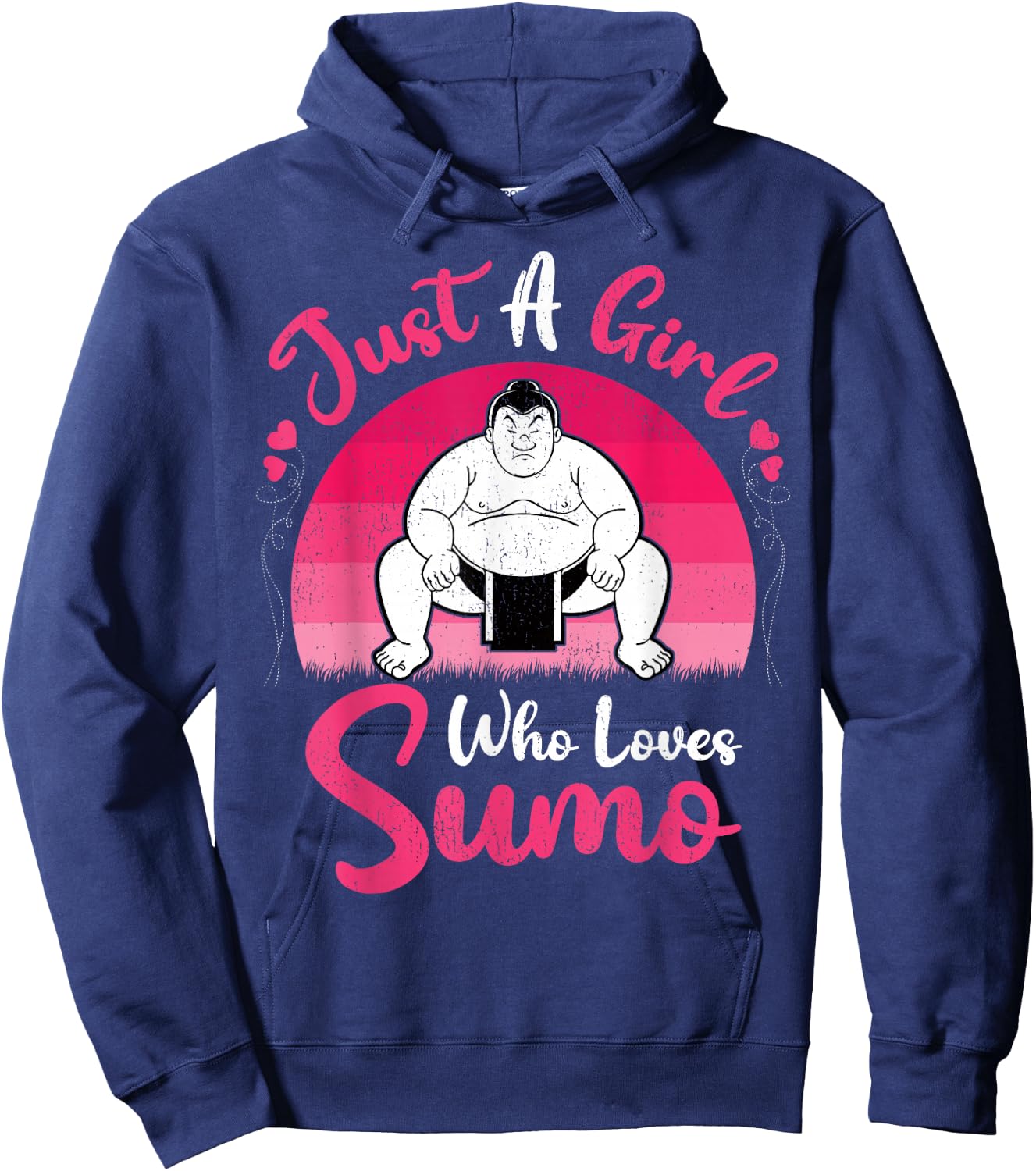 Retro Vintage Sumo Lover Just A Girl Who Loves Sumo Hoodie - Hoodie | Navy
