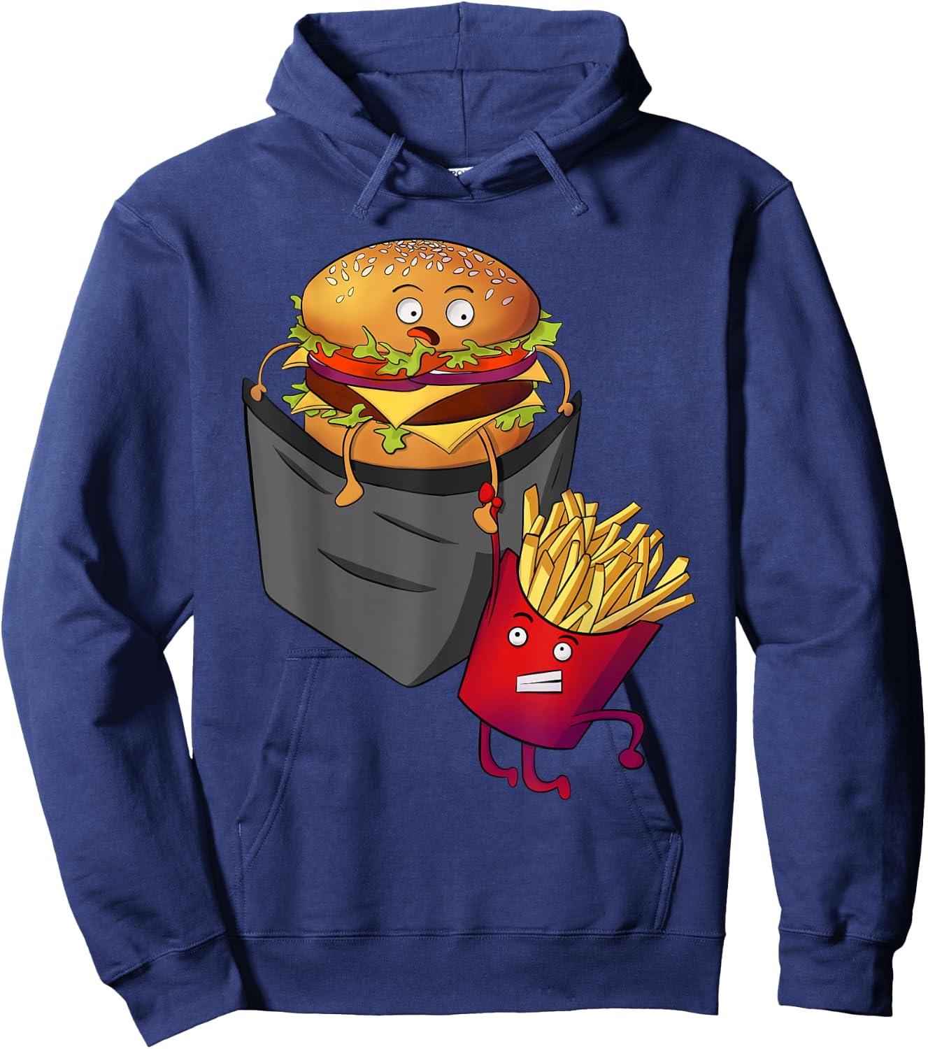 Fast Food in Pocket - Fries Burger Pommes Frites Potato Hoodie - Hoodie | Navy