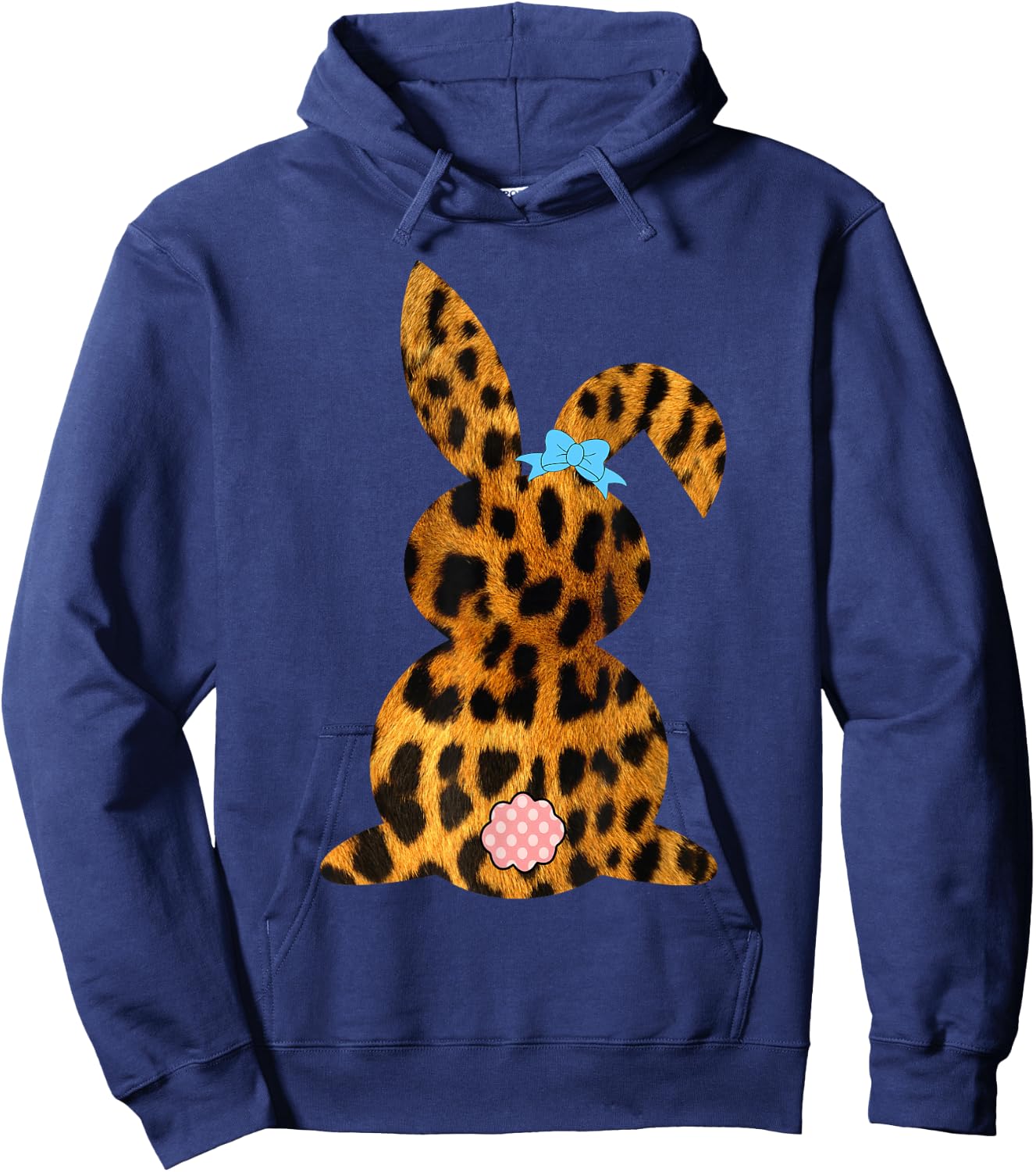 Easter Bunny Shirt Leopard Pattern Rabbit 2023 Hoodie - Hoodie | Navy