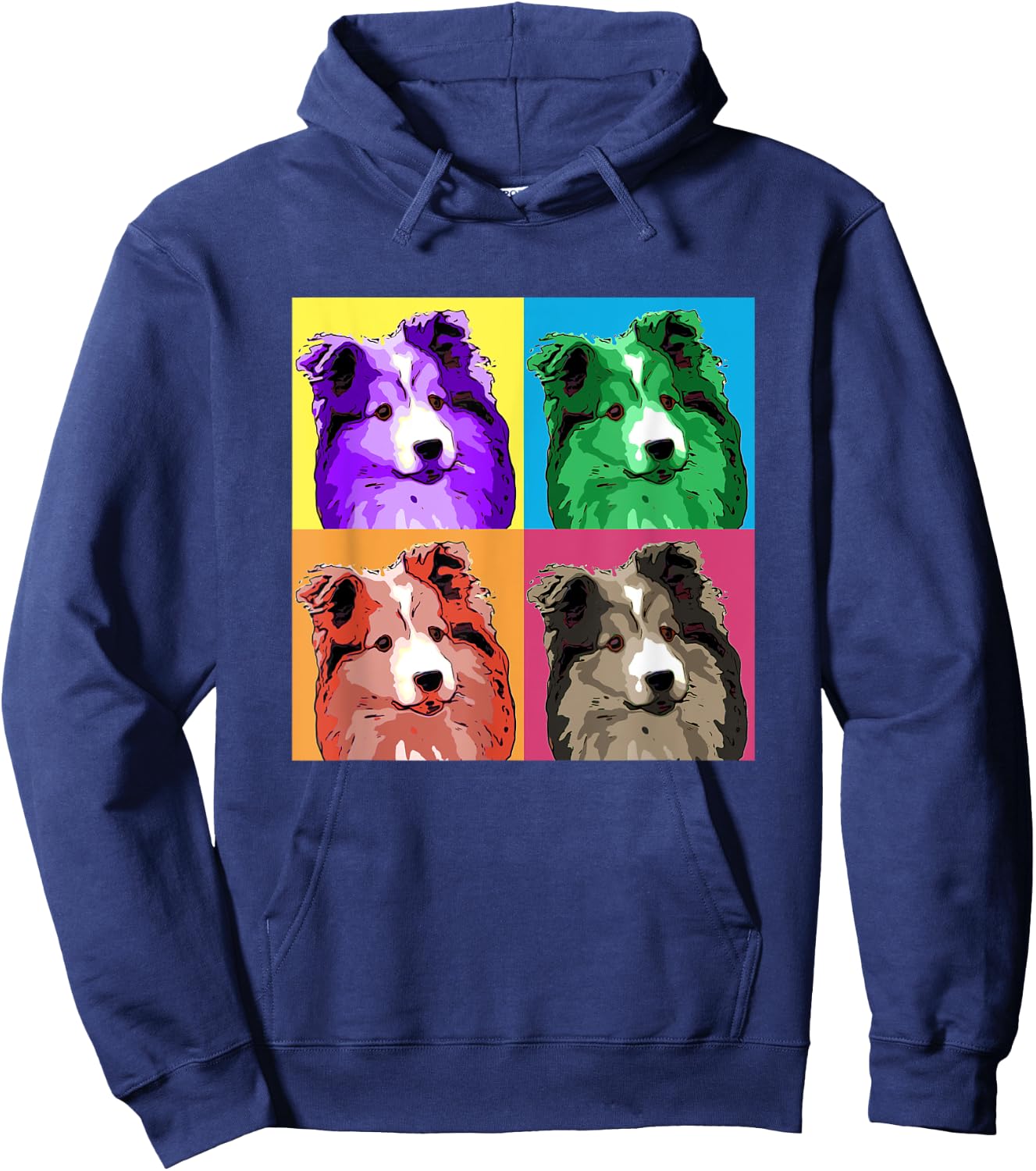 Sheltie Pop Art Style Shetland Sheepdog Women Girls Kids Hoodie - Hoodie | Navy
