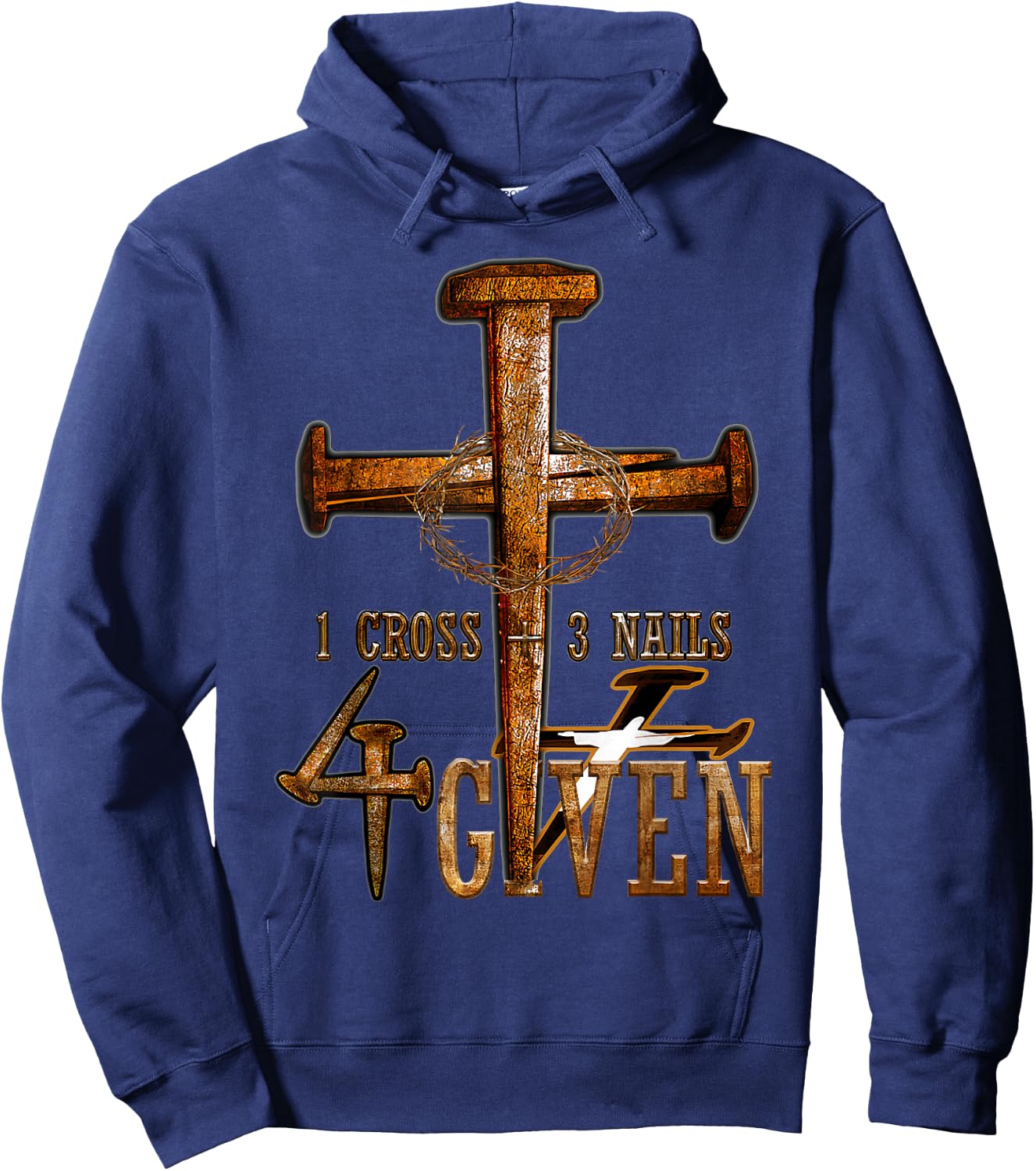 Christian 1 Cross 3 Nails 4 Given Christ Hoodie - Hoodie | Navy
