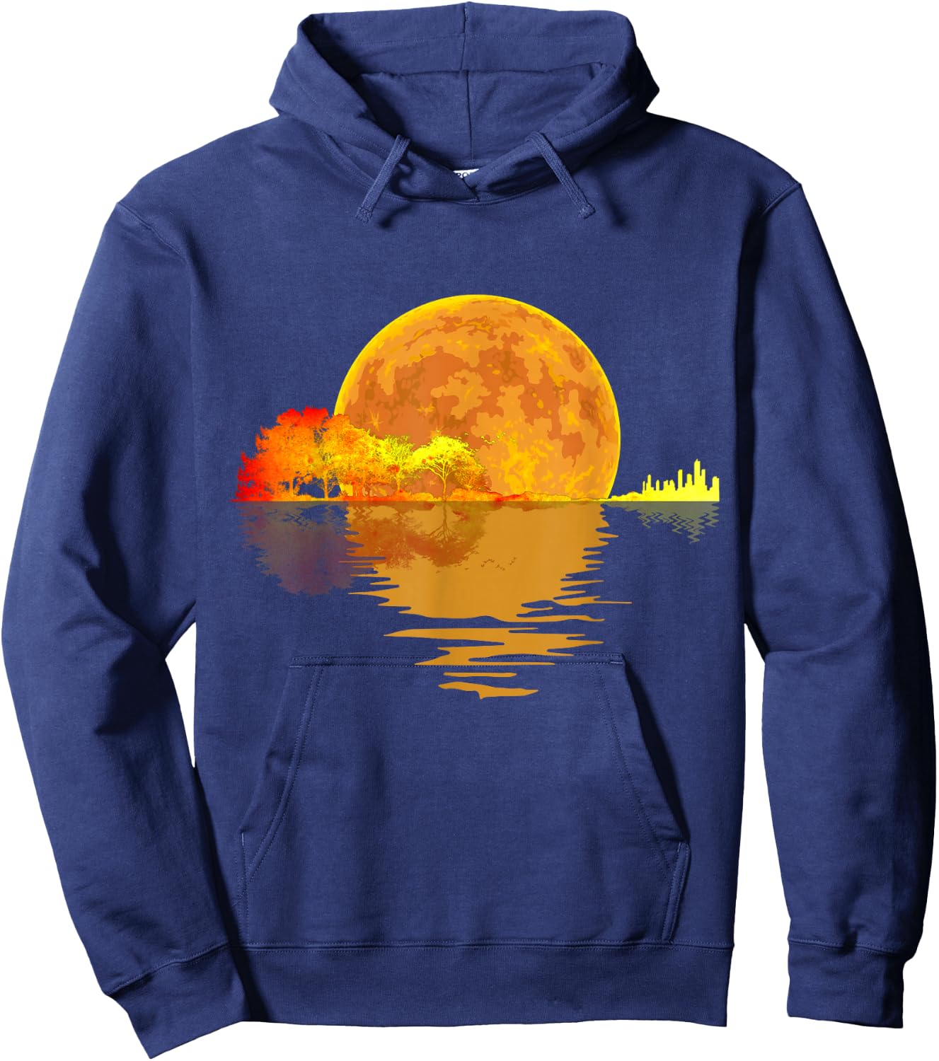 Guitar Nature Moon Music Lover Gift Acoustic Guitar Hoodie - Hoodie | Navy