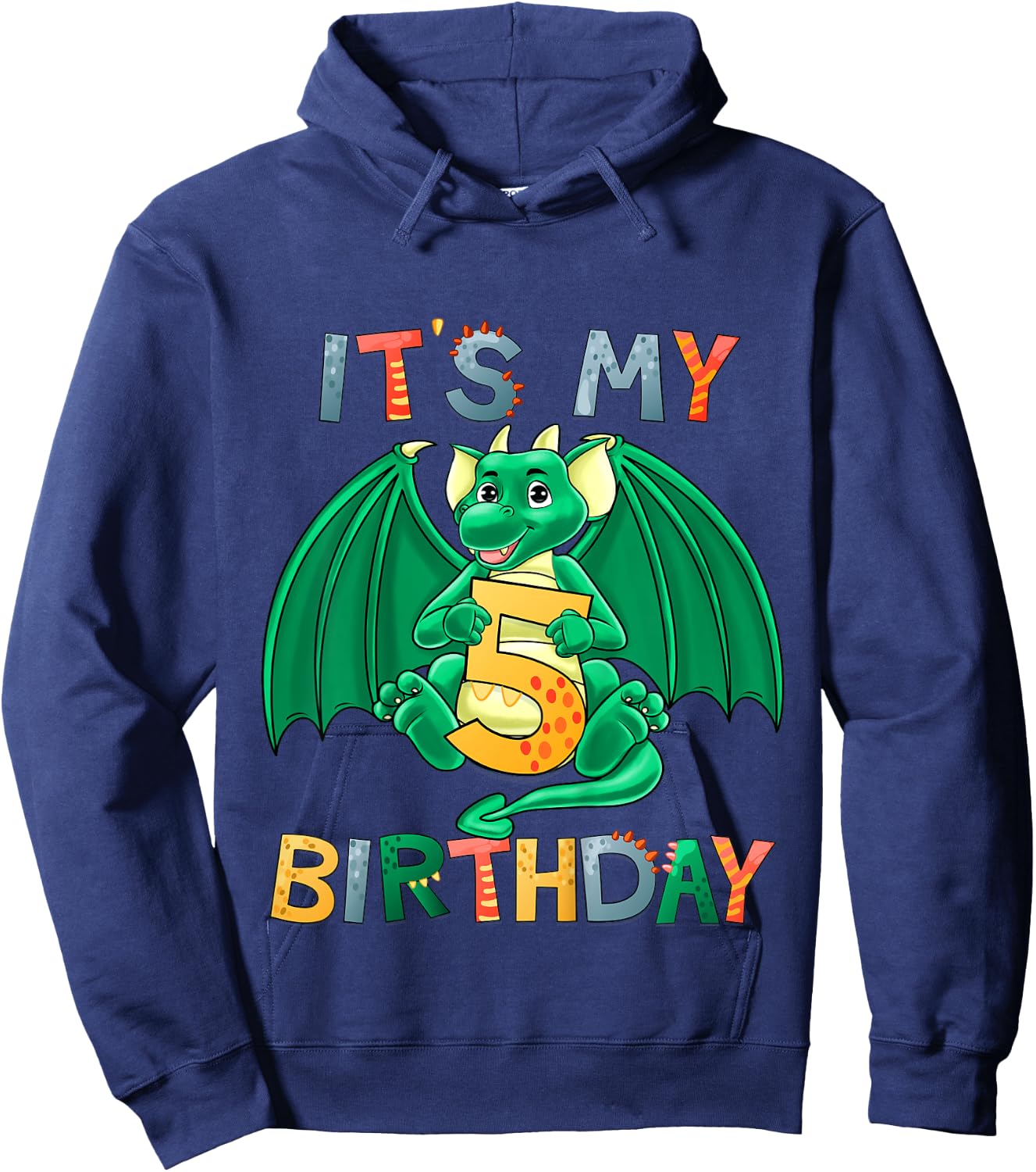 Kids It's My 5th Birthday Dragon 5 Birthday 5 Year Old Boy Hoodie - Hoodie | Navy