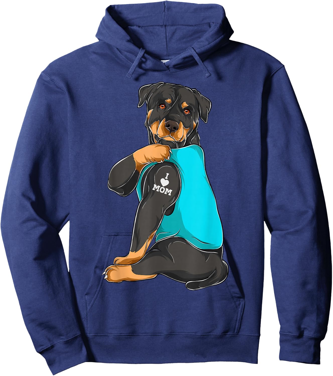 Rottweiler I Love Mom Tattoo Apparel, Dog Mom Gifts Hoodie - Hoodie | Navy