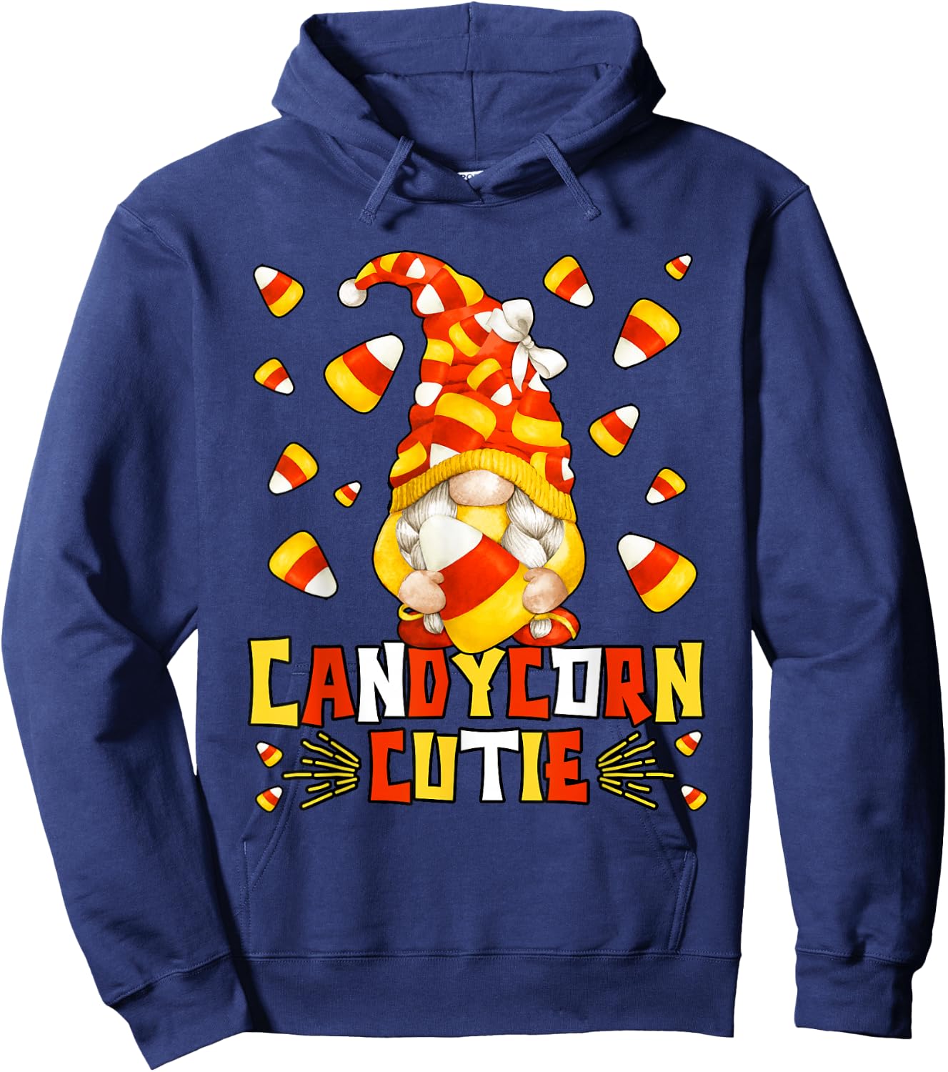 Cute Candy Corn Cutie For Kids & Halloween Candycorn Gnome Hoodie - Hoodie | Navy
