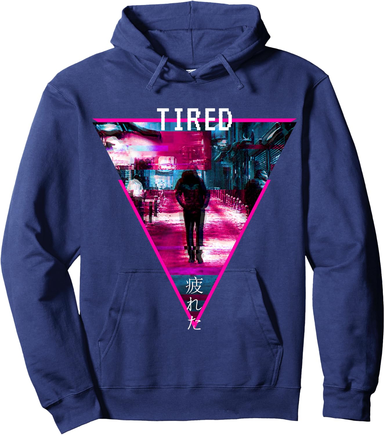 Glitchcore Weirdcore Aesthetic Hyperpop Tired Japanisch Hoodie - Hoodie | Navy
