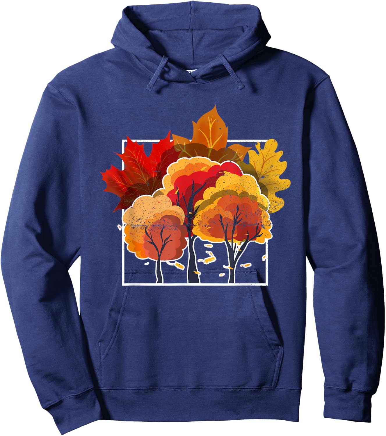Nature Forest Leaves Autumn Trees Fall Hoodie - Hoodie | Navy