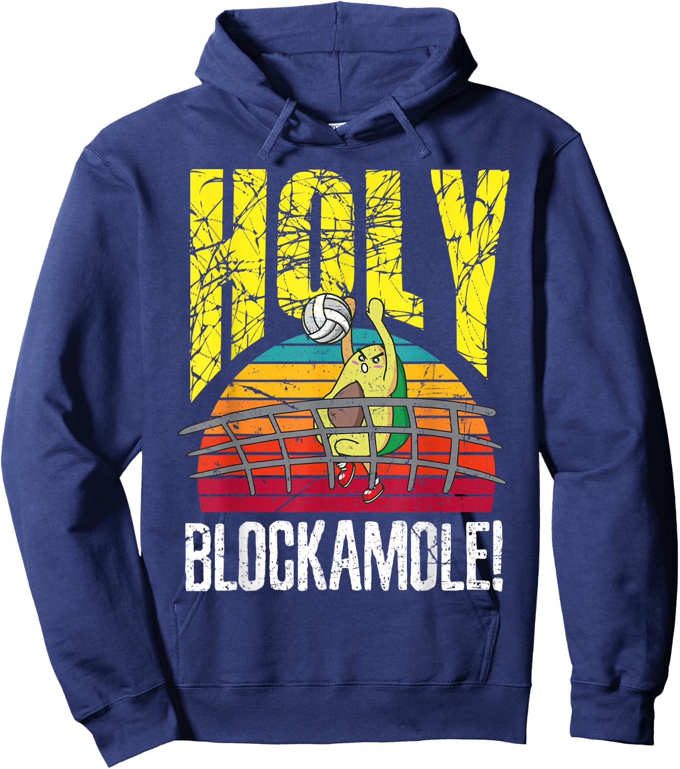 Holy Blockamole Funny Volleyball Block Avocado Design Hoodie - Hoodie | Navy