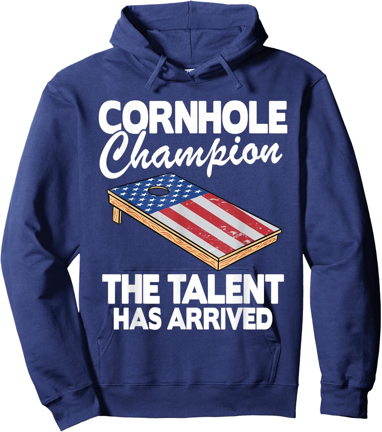 Cornhole Champion American Flag Board Funny Cornhole Hoodie - Hoodie | Navy