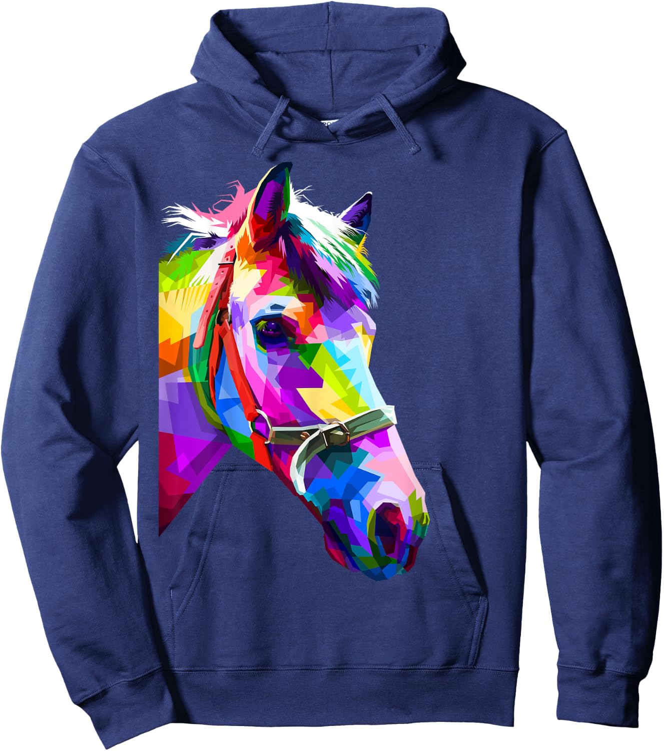 Colorful pop art horse portrait | Funny Horses Hoodie - Hoodie | Navy