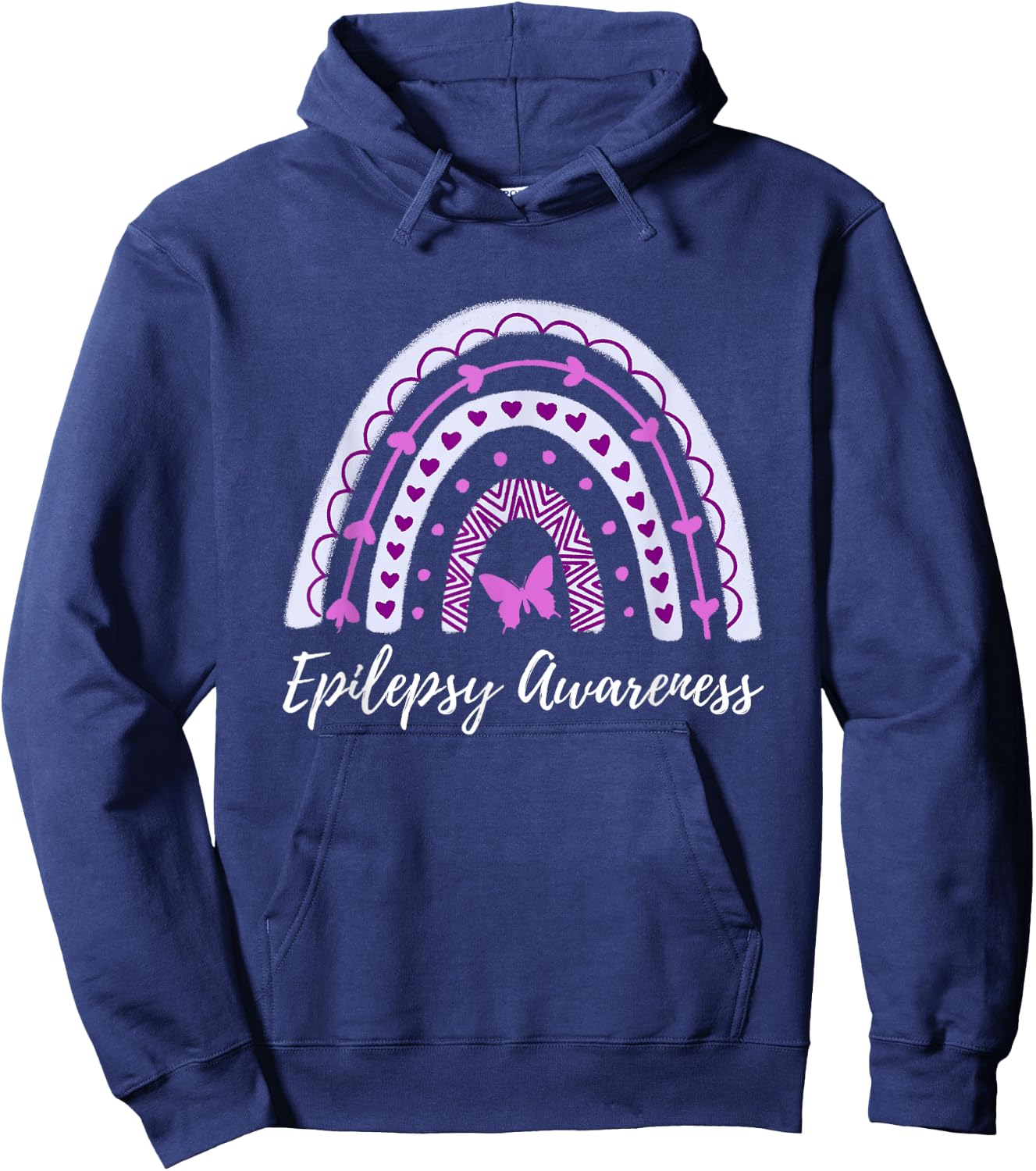 Epilepsy Awareness Boho Rainbow Hoodie - Hoodie | Navy