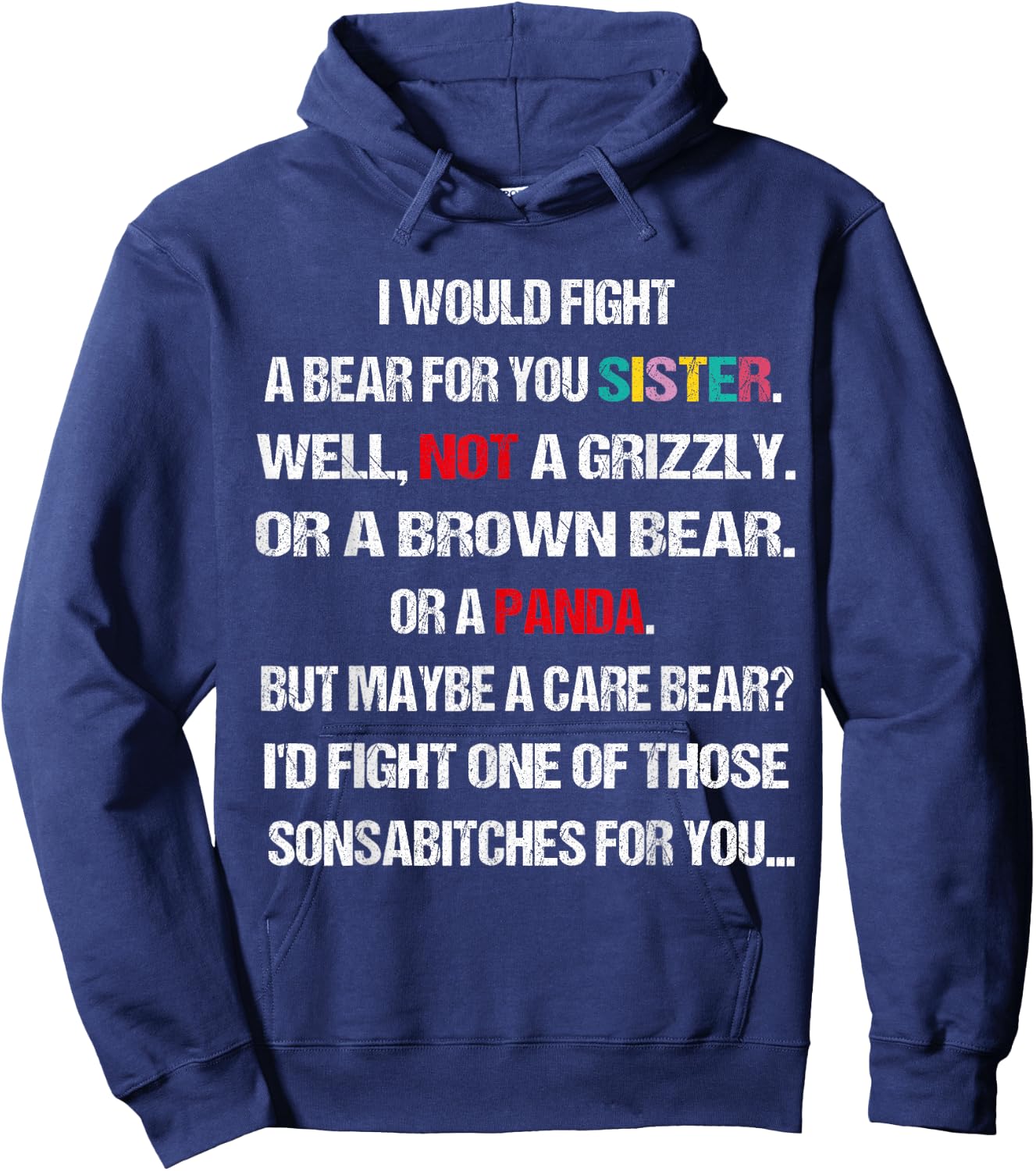I Would Fight A Bear For You Sisters candle card cup Hoodie - Hoodie | Navy