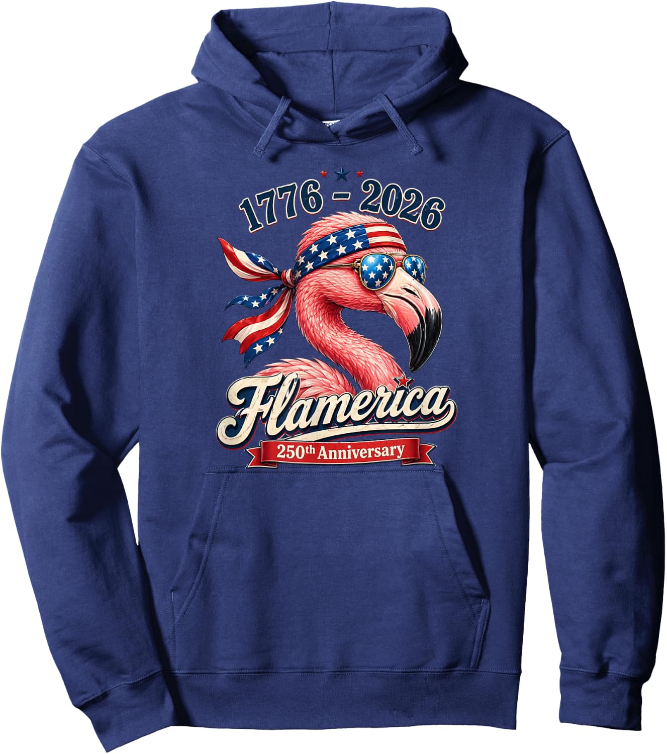 Patriotic Flamingo 1776 2026 Flamerica Design Hoodie - Hoodie | Navy