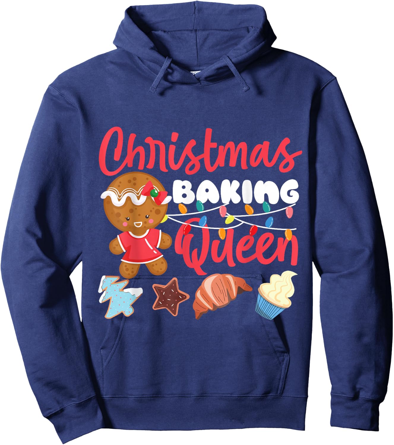 Bake Baking Christmas Gingerbread Man Queen Christmas Baking Hoodie - Hoodie | Navy
