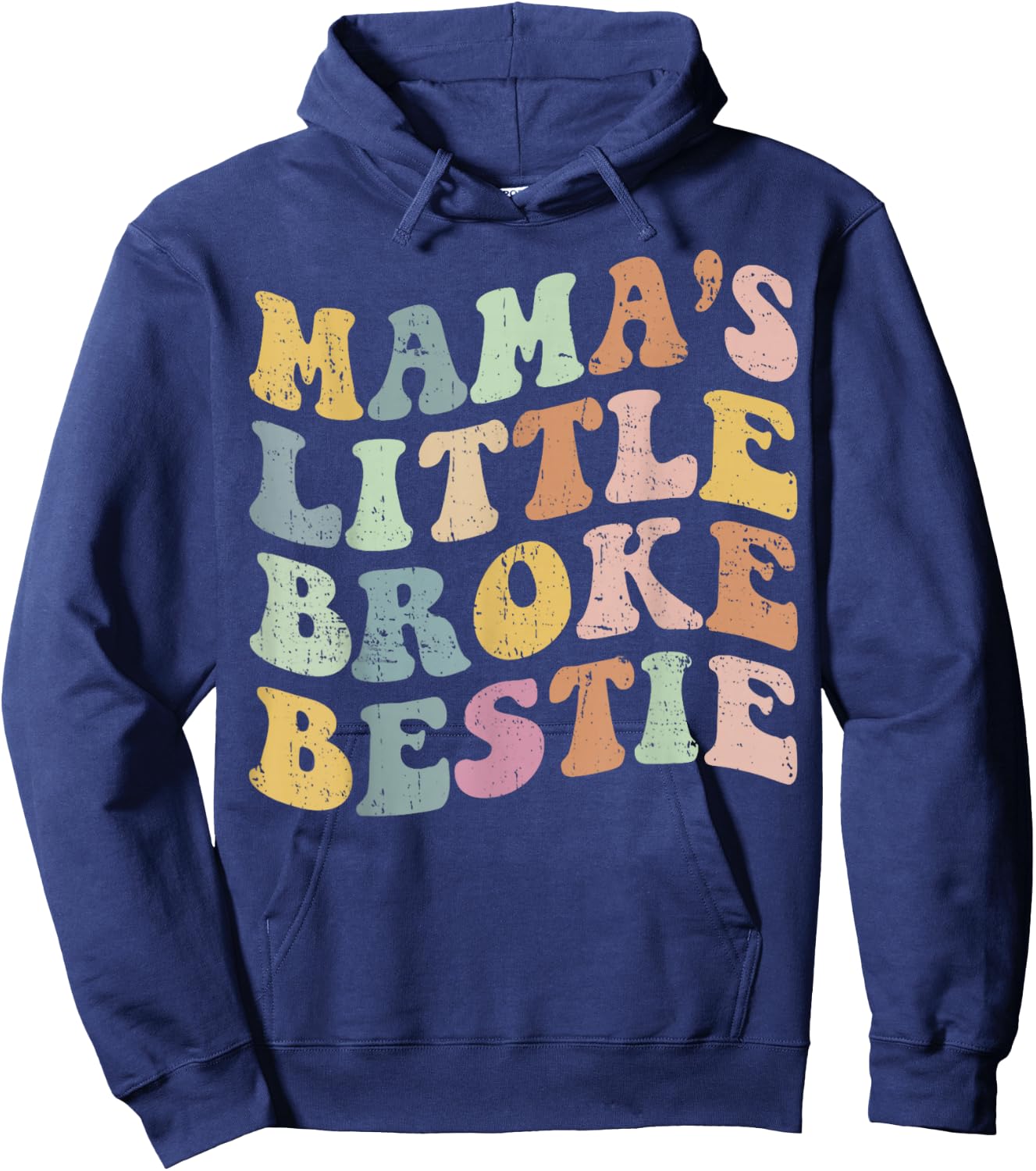 Groovy Retro Mama's Little Broke Bestie Funny Mother's Day Hoodie - Hoodie | Navy