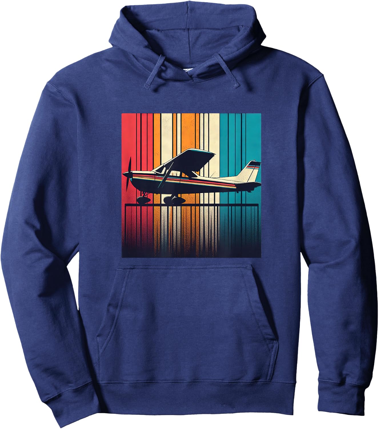 C-172 Skyhawk Vintage C172 Airplane Retro Sunset Pilot Hoodie - Hoodie | Navy