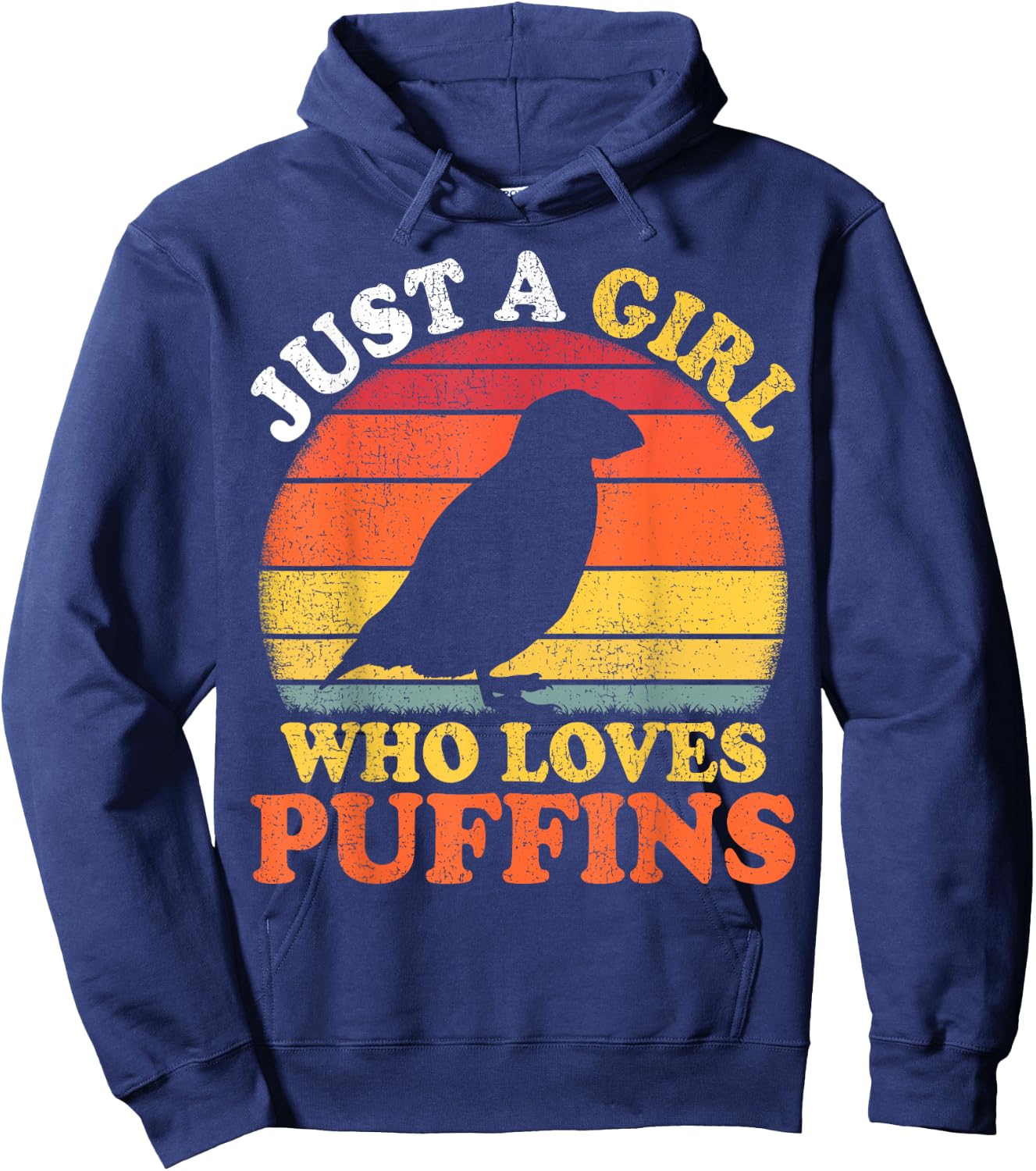 Puffin Bird Vintage Just A Girl Who Loves Puffins Hoodie - Hoodie | Navy