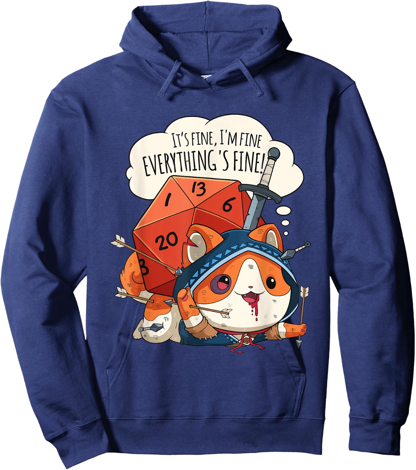 Funny Everything's Fine Cat Role Playing Game RPG Hoodie - Hoodie | Navy