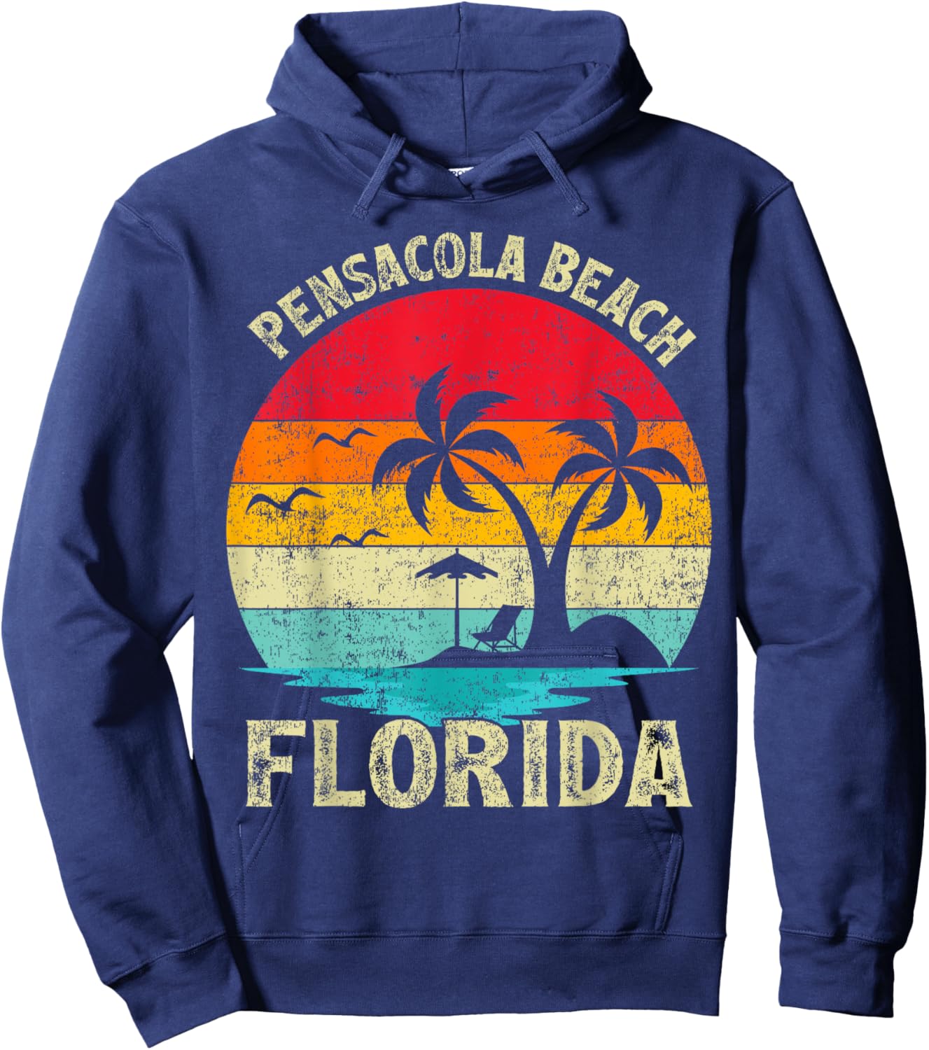 Family Vacation Vintage Retro Florida Pensacola Beach Women Kids Hoodie - Hoodie | Navy