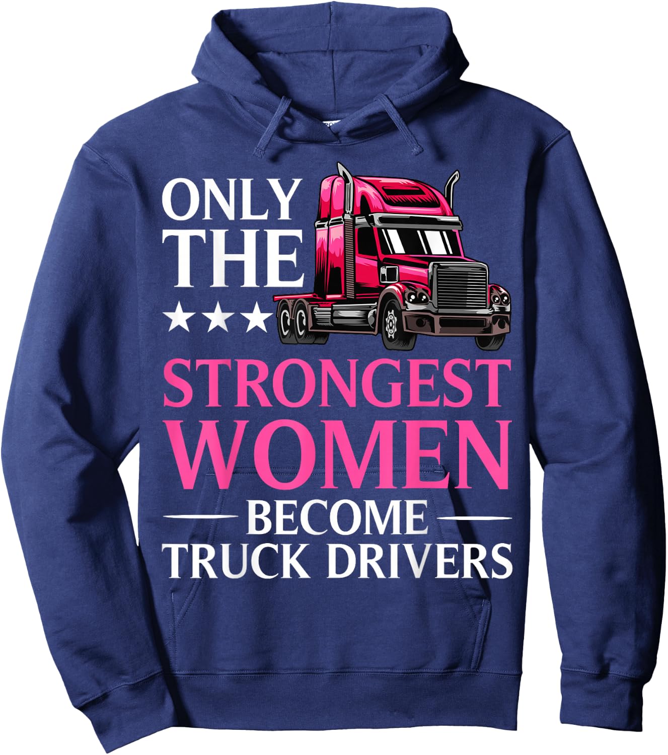 Funny Female Truck Driver Design Girls Trucking Hoodie - Hoodie | Navy