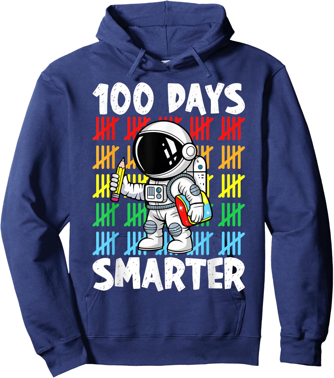 100 Days Smarter 100th Day Of School Astronaut Boys Space Hoodie - Hoodie | Navy