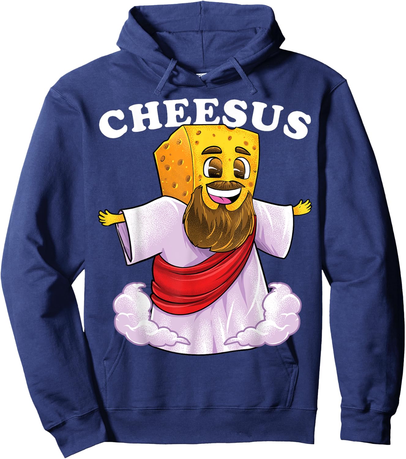 Cheesus Christ Funny Cheese Jesus Christian Pun Christmas Hoodie - Hoodie | Navy