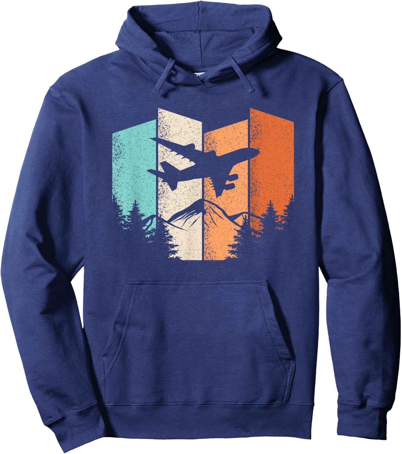 Retro Airplane Landscape Pilot Aviation Men Women Hoodie - Hoodie | Navy