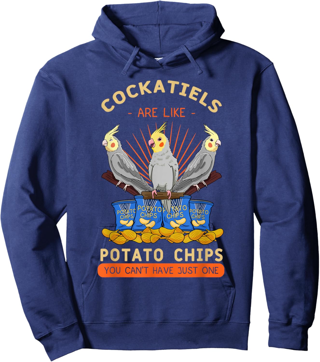 Cockatiel Potato Chips Cockatoo Lutino Parrot Quarrion Tiel , Black, Small Hoodie - Hoodie | Navy