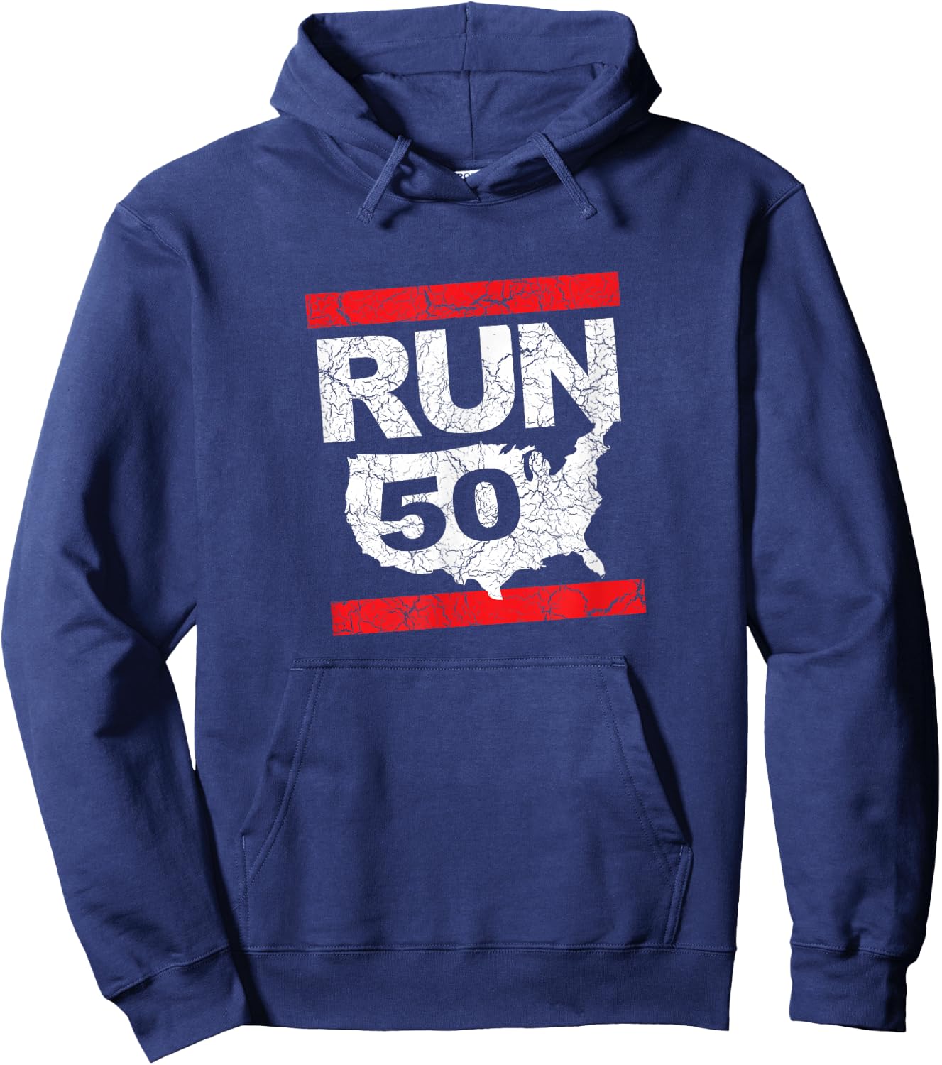 RUN 50 States Marathon Fanatic Runner Running Inspired Hoodie - Hoodie | Navy