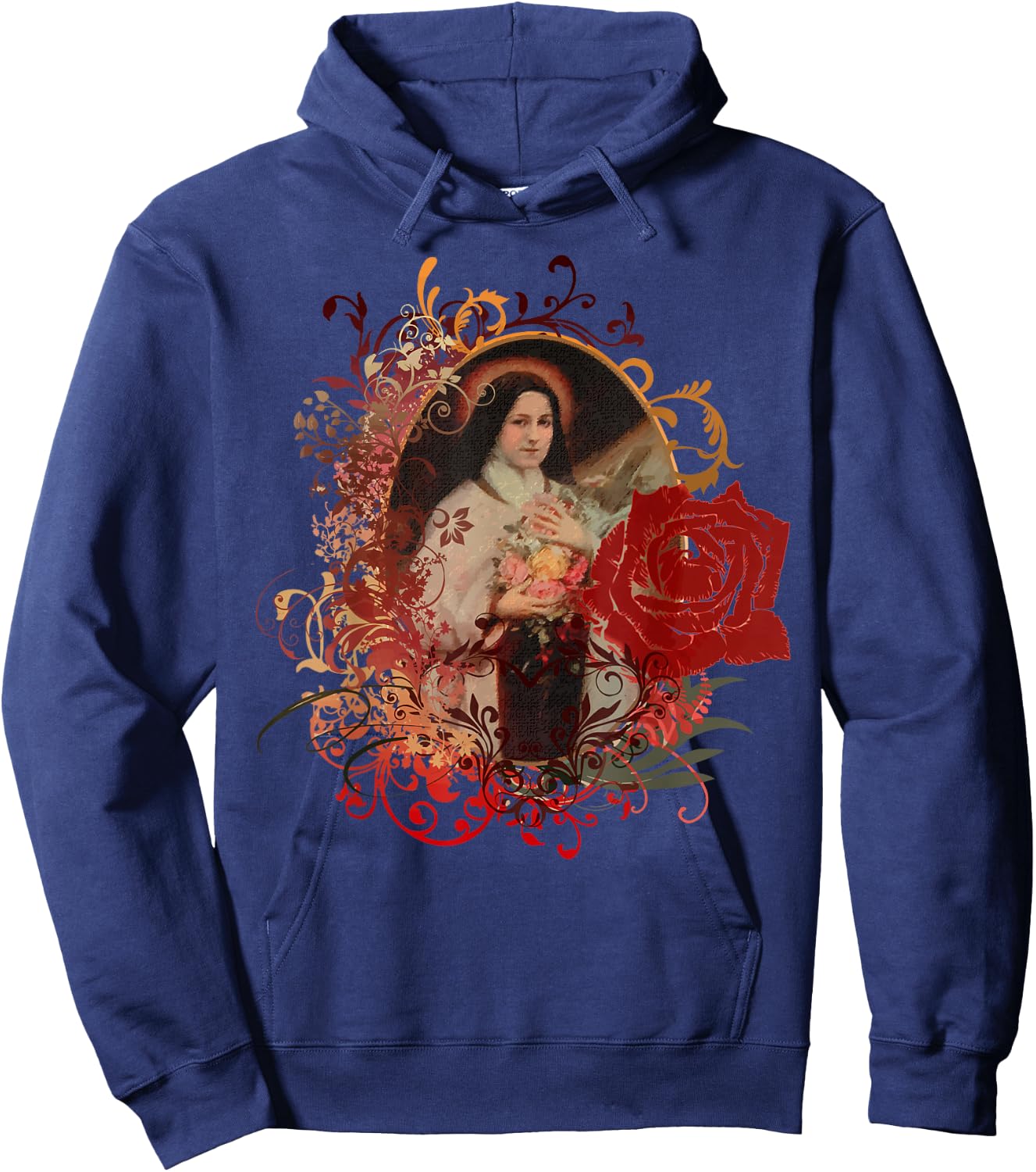 St Therese of Lisieux Rose Flower Catholic Gifts Hoodie - Hoodie | Navy