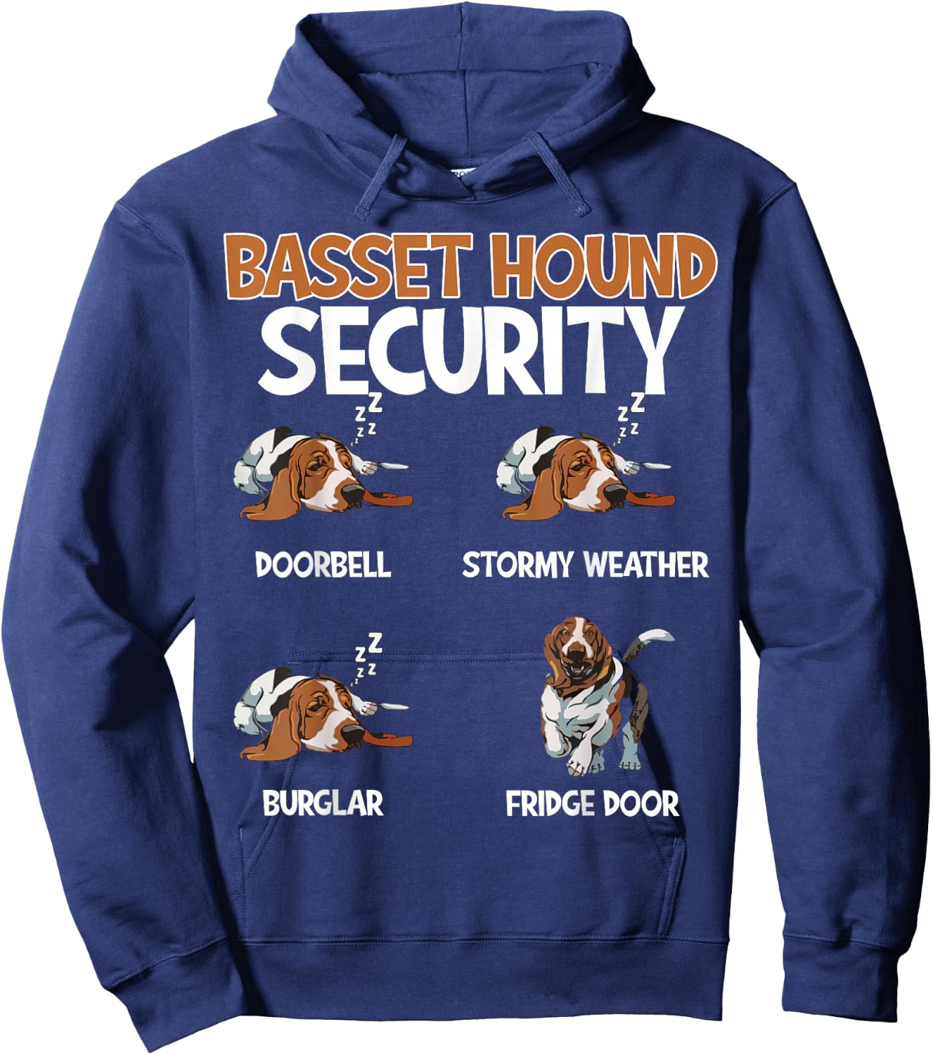 Funny Basset Hound Security Dog Sleeping Humor Design Hoodie - Hoodie | Navy