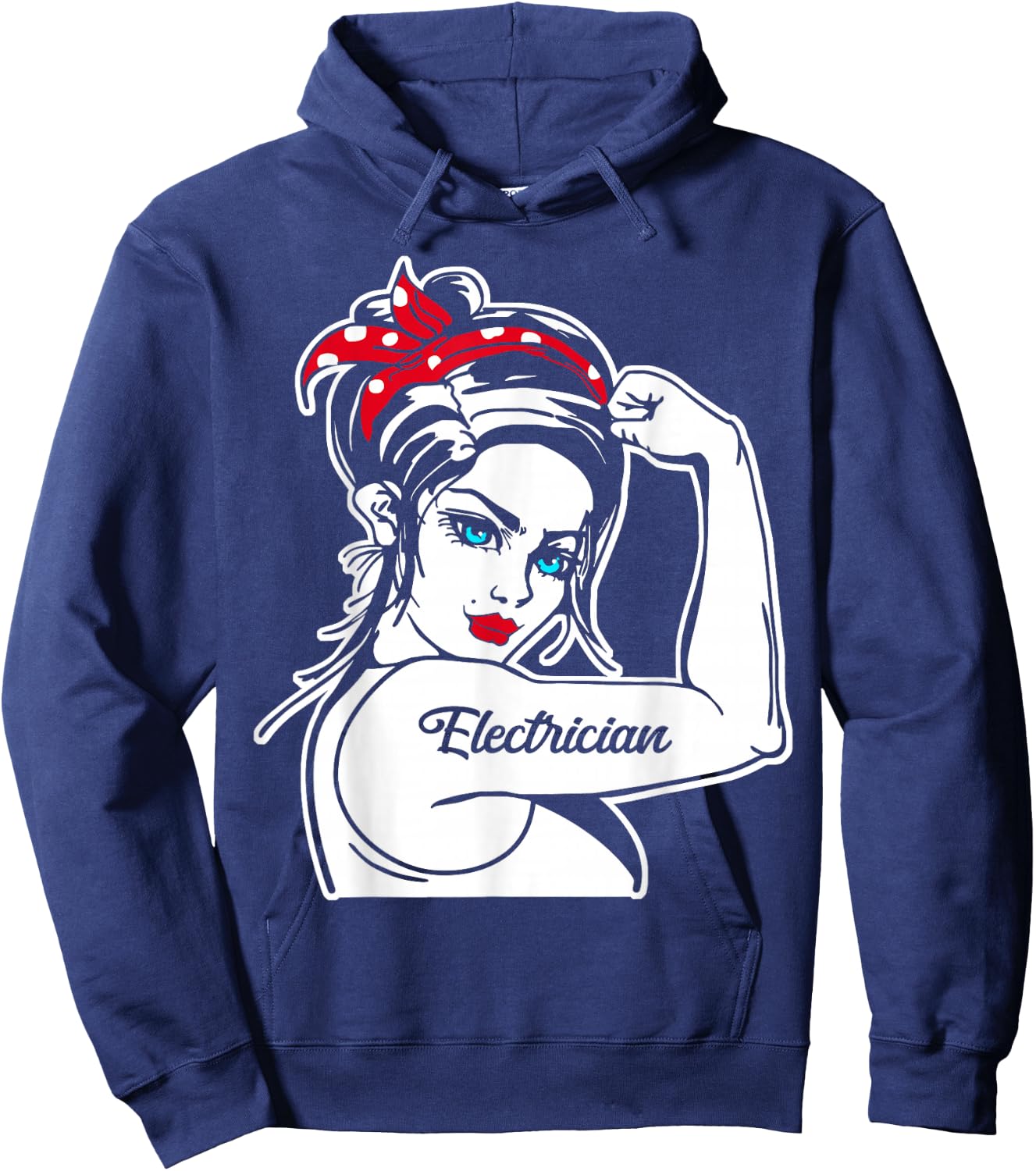 Female Electrician Rosie The Riveter Pin Up Girl Electrician Hoodie - Hoodie | Navy