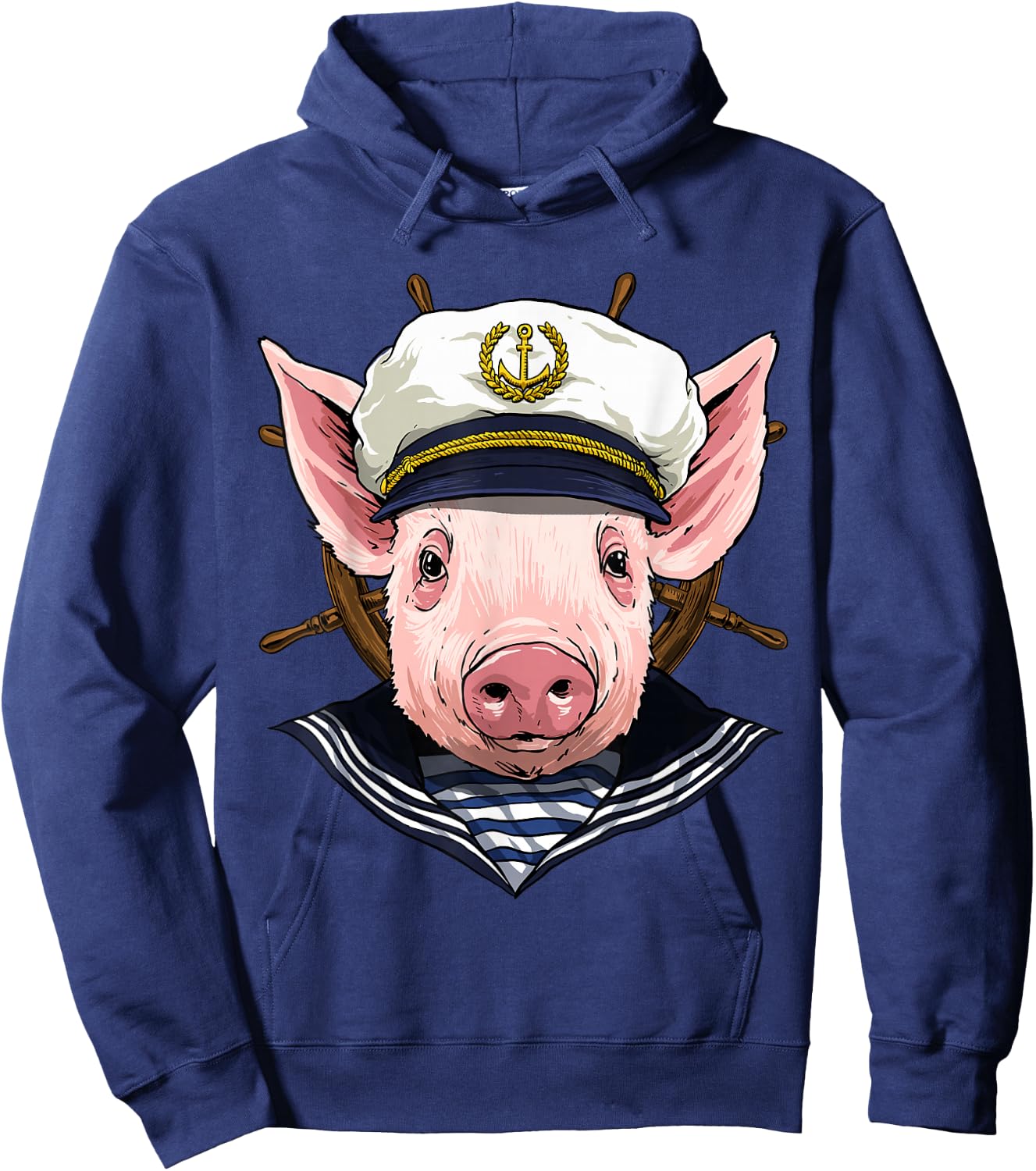 Pig Sailor Boat Captain Farmer Pig Farm Animal Hoodie - Hoodie | Navy