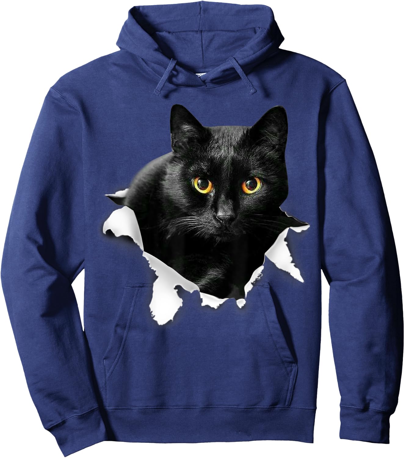 Black Cat Torn Cloth Gifts For Cat Lover, Cat Dad, Cat Mom Hoodie - Hoodie | Navy