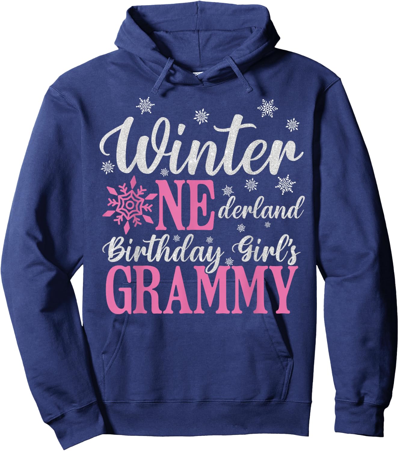 Grammy Pink Winter Onederland 1st Birthday Girl Snowflake Hoodie - Hoodie | Navy
