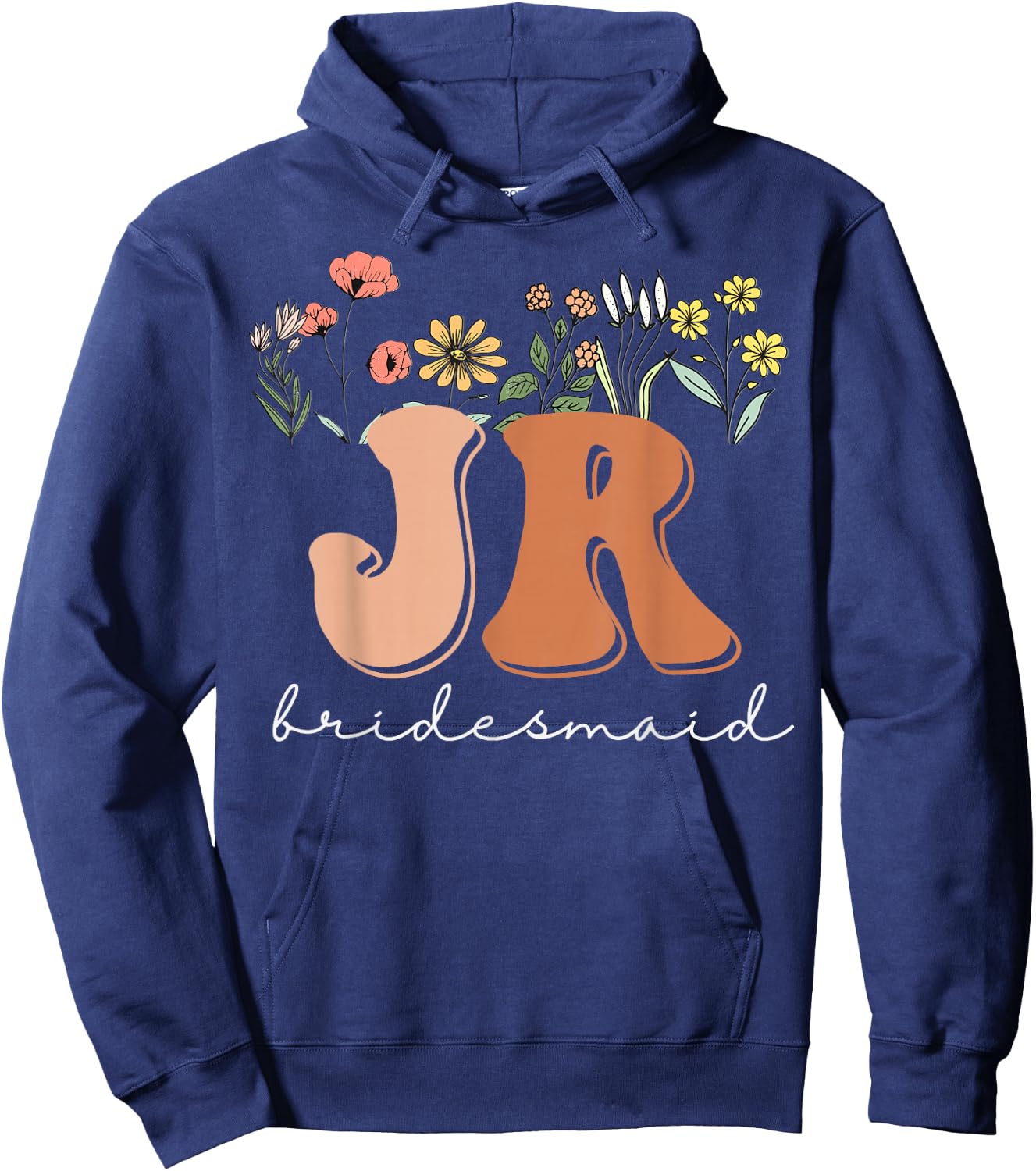 Junior Bridesmaid Bridal Shower Wildflowers Jr Bridesmaid Hoodie - Hoodie | Navy