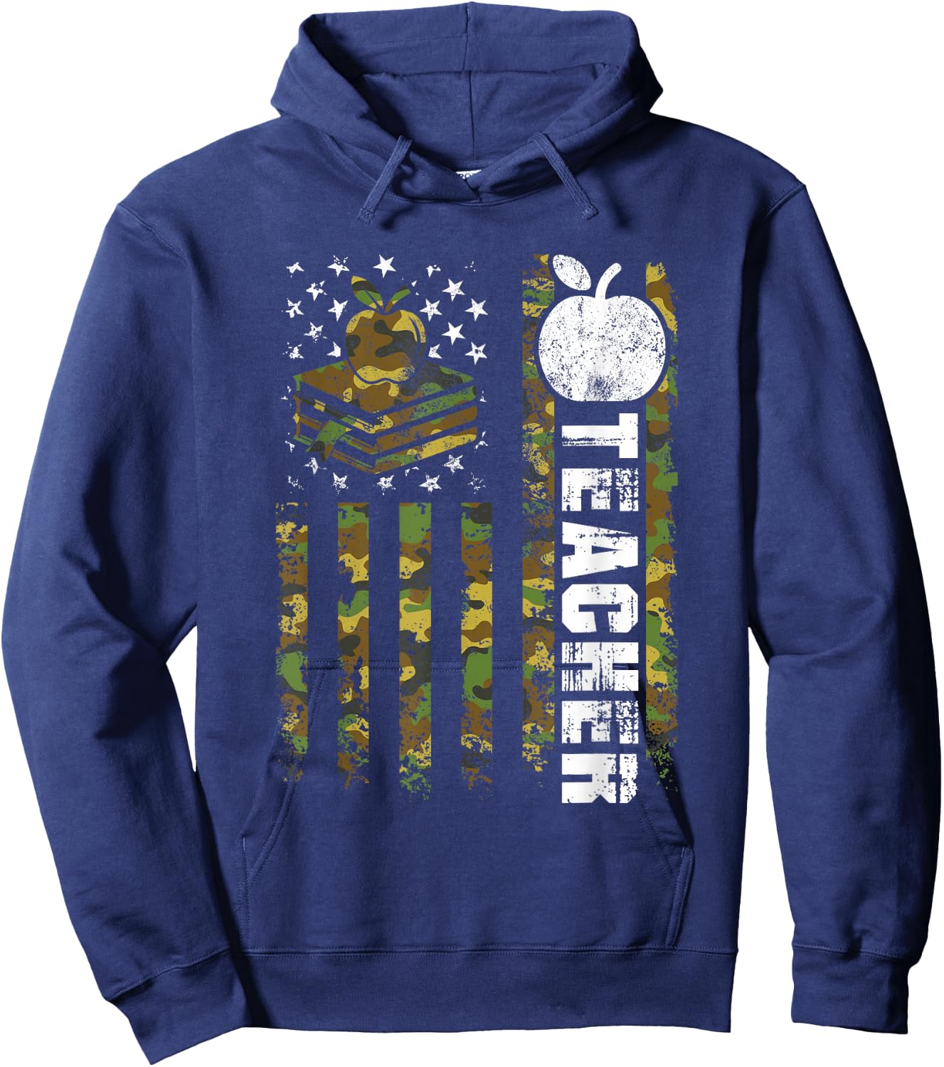 American Flag Camouflage Teacher Patriotic 4th Of July Women Kids Men Hoodie - Hoodie | Navy