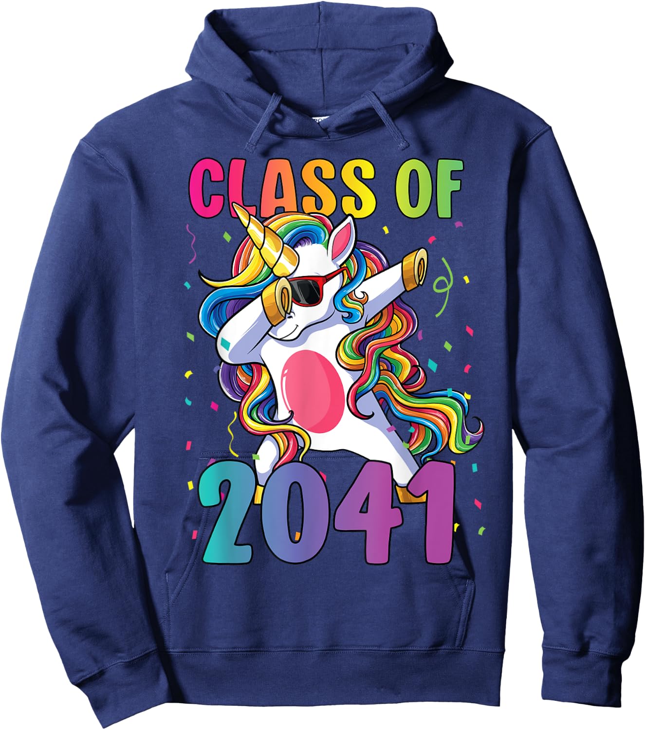 Class of 2041 Shirt Girls Dabbing Unicorn Grow With Me Hoodie - Hoodie | Navy
