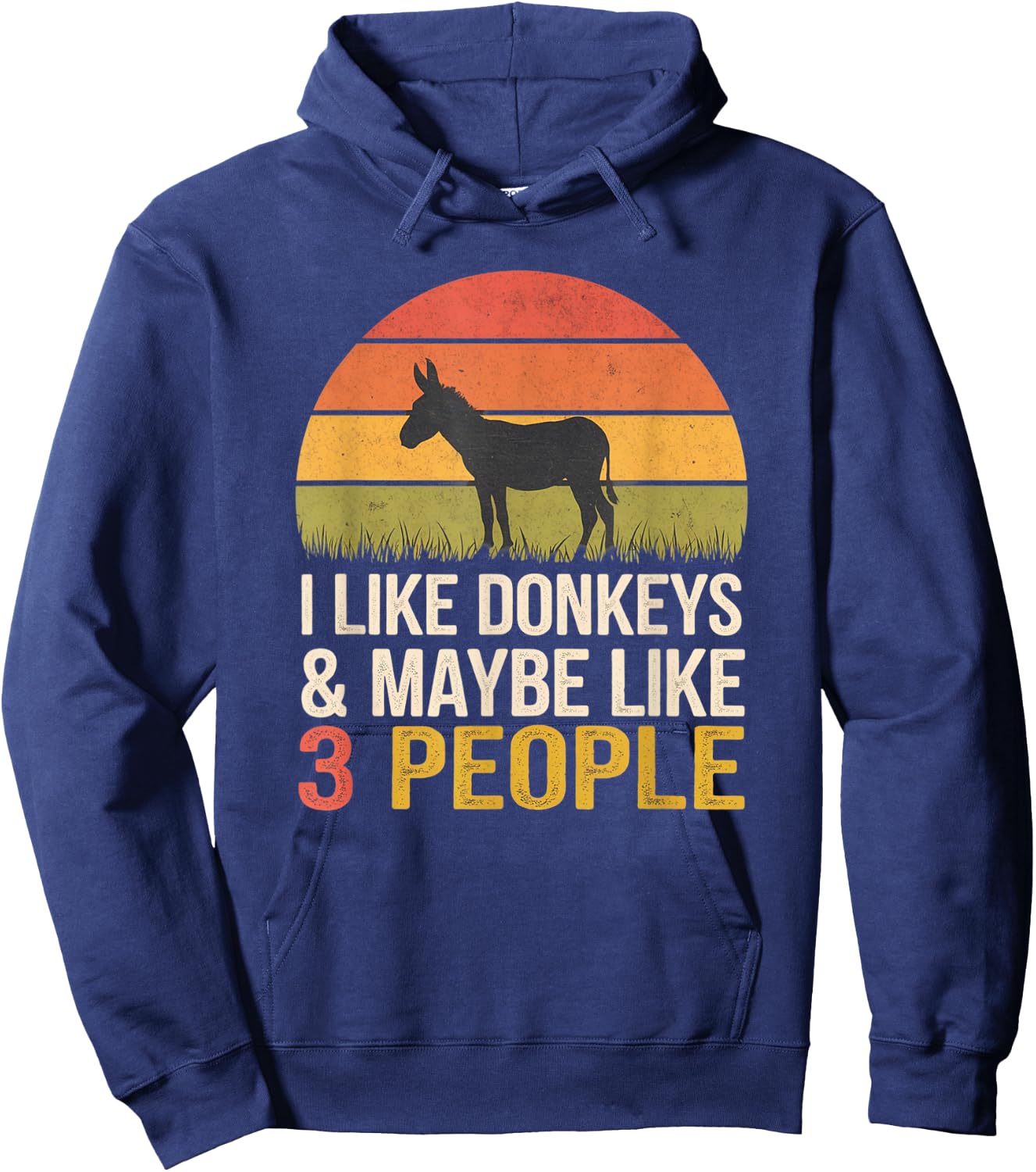 Donkeys And Maybe Like 3 People, Donkey Farm Retro Hoodie - Hoodie | Navy