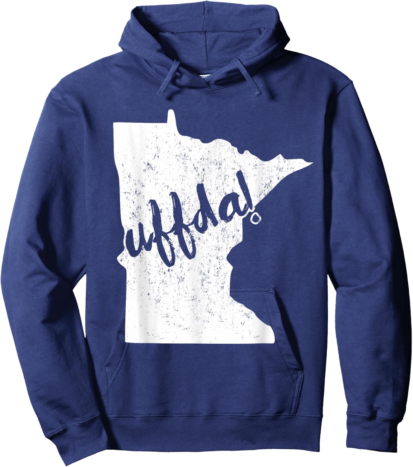 Minnesota Uffda! Scandinavian Distressed Hoodie - Hoodie | Navy