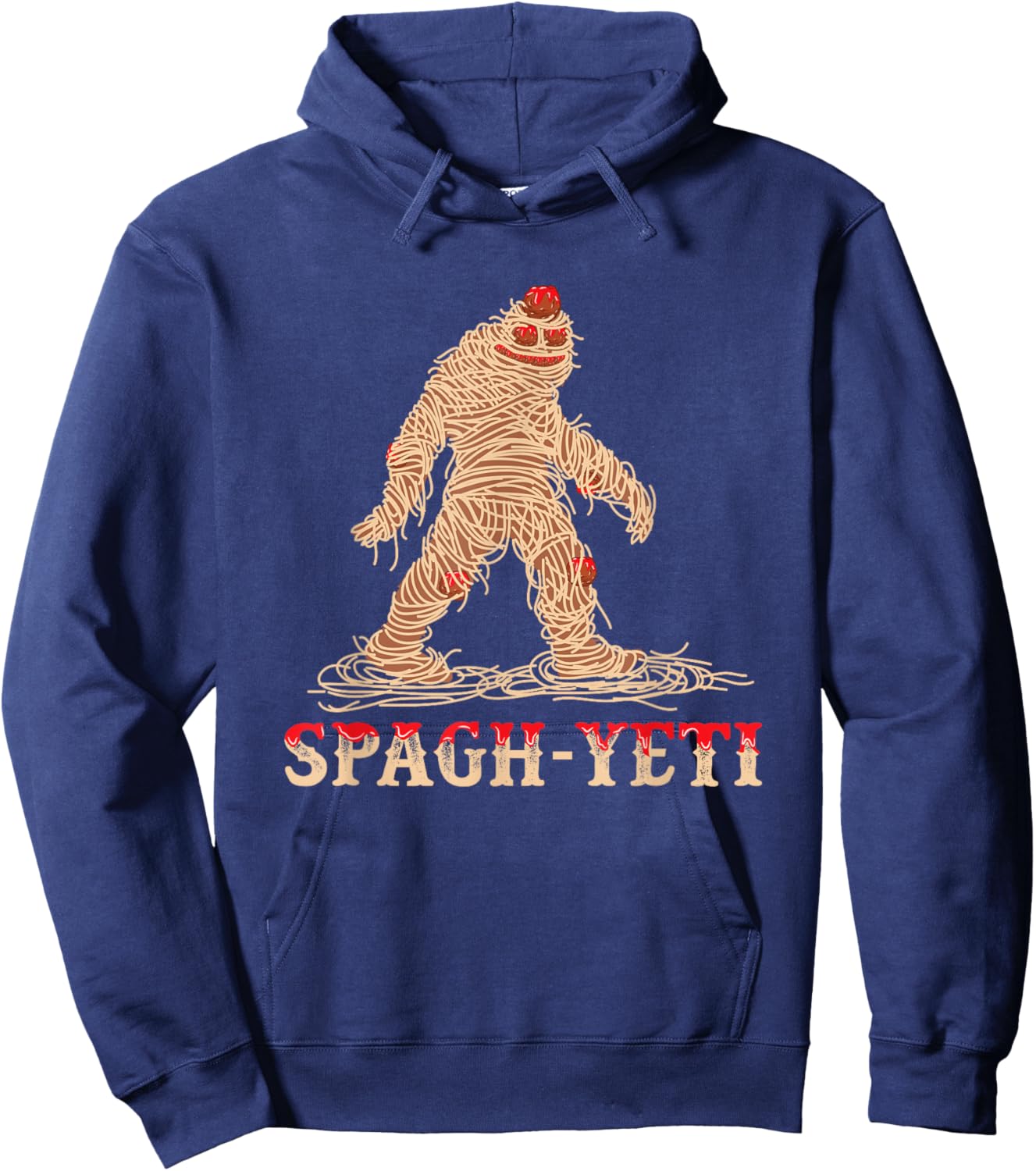 Bigfoot Yeti Spaghetti Meatballs Ramen Noodles Hoodie - Hoodie | Navy