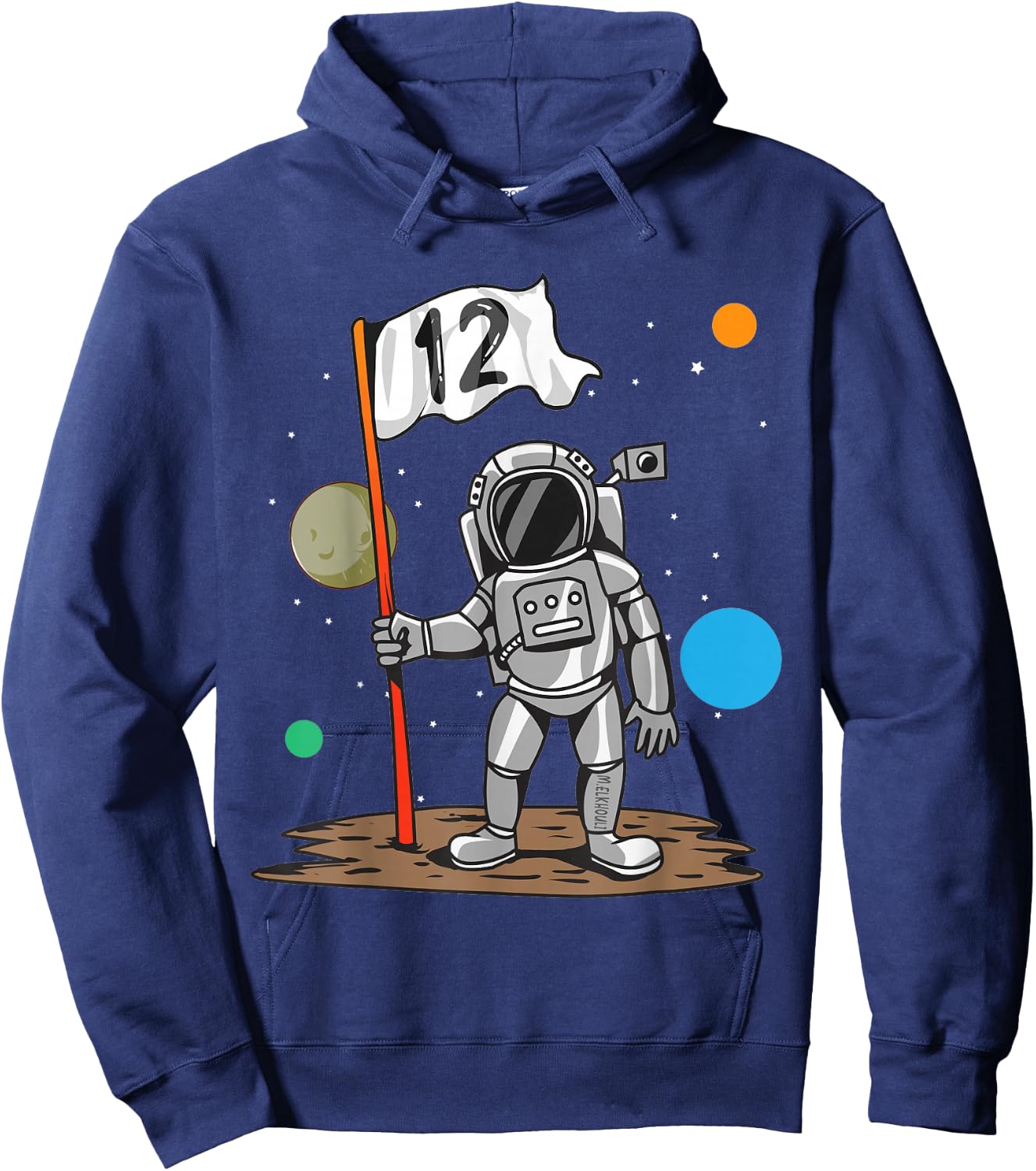 12th Birthday Outer Astrology | 12 Year Astronaut Space Hoodie - Hoodie | Navy