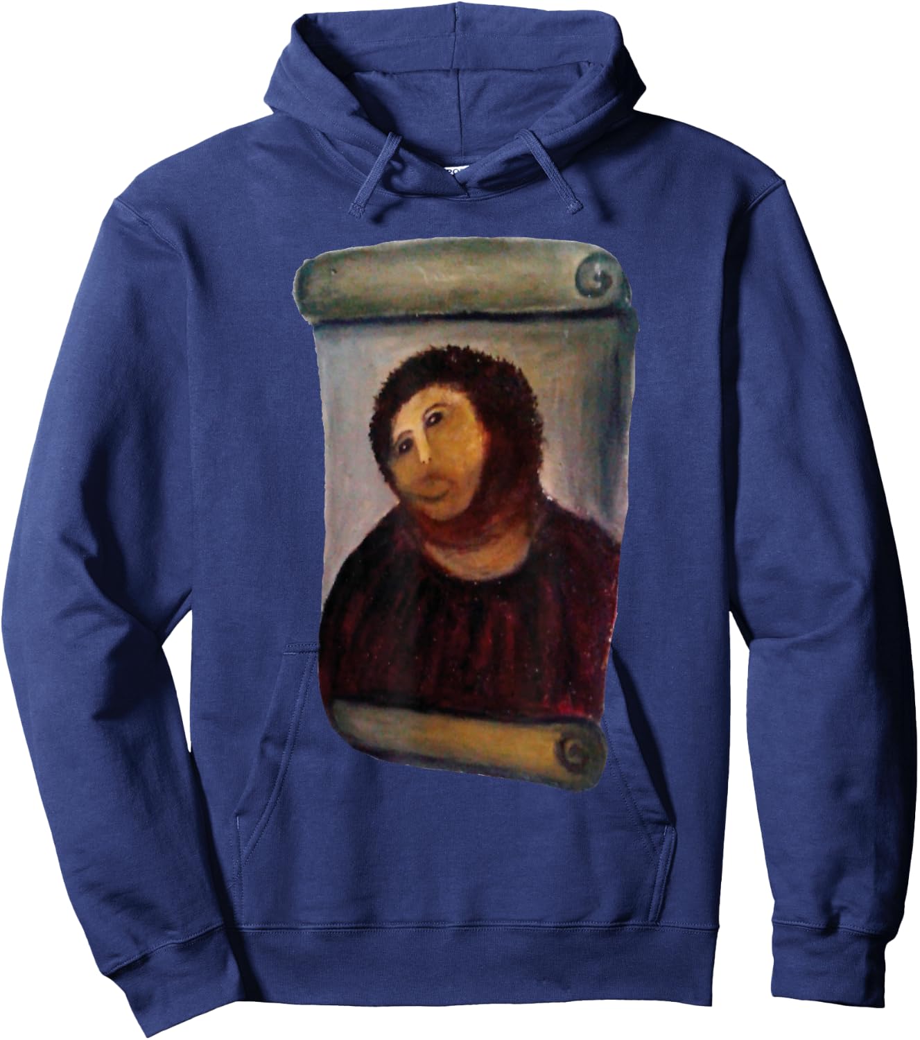 Art Banana Funny Cool : Ecce Homo Cecilia Graphic, Jesus, Dark Red, , X-Small, Black, Short Sleeve, Cotton 60% Polyester 40% Hoodie - Hoodie | Navy