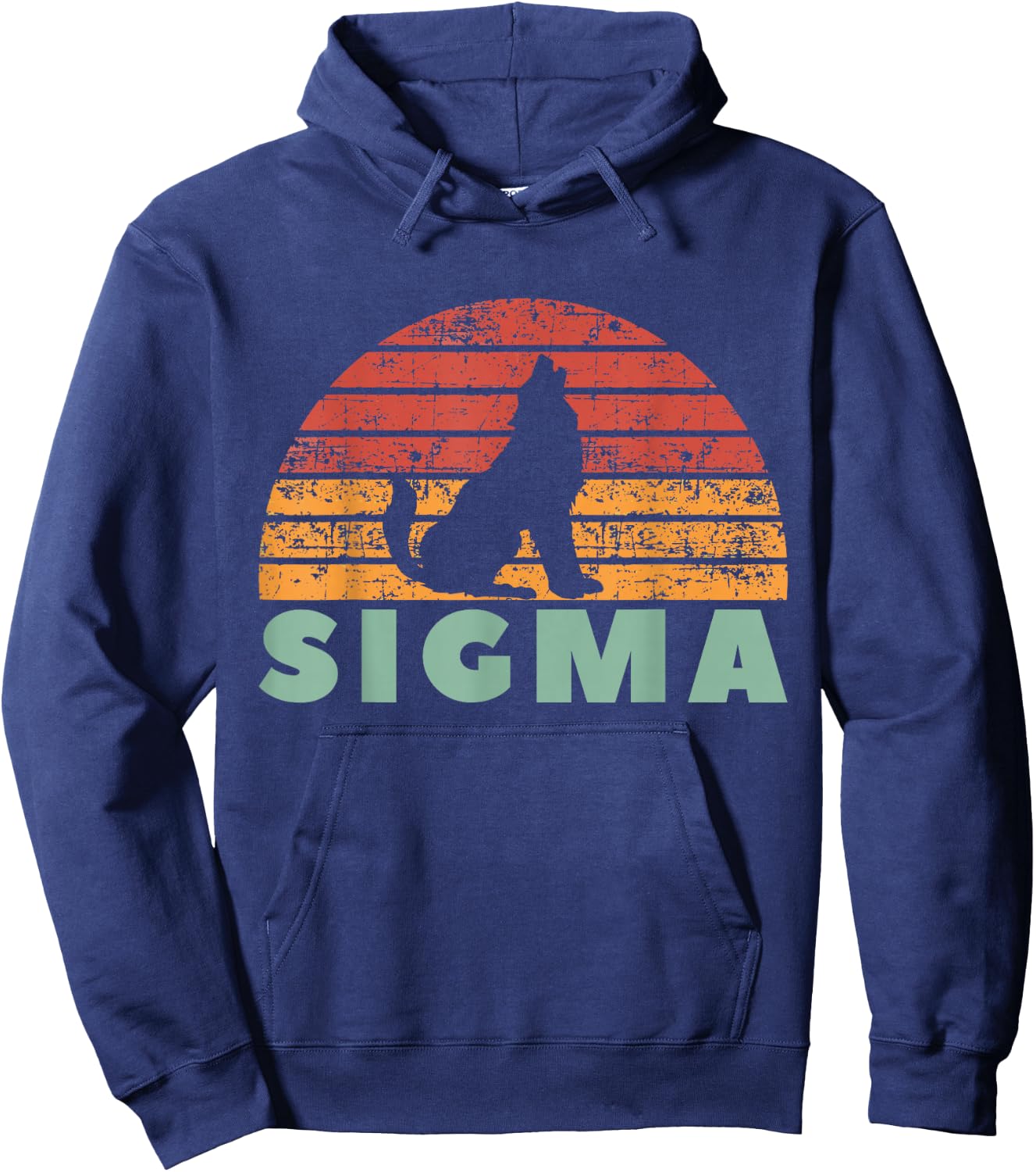 Vintage Sigma Wolf Retro Sigma Male Hoodie - Hoodie | Navy