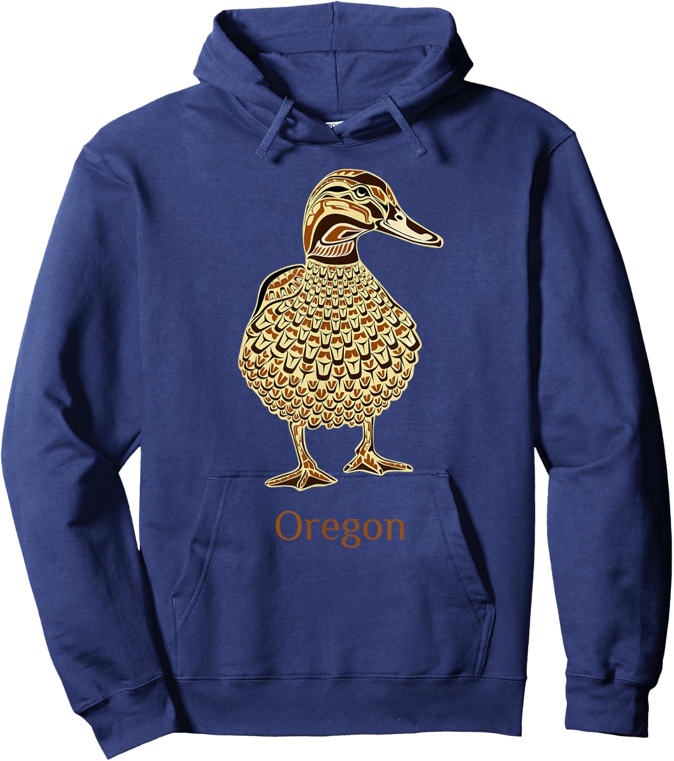 Oregon Mallard Duck Bird Lover Native American Style Birding Hoodie - Hoodie | Navy